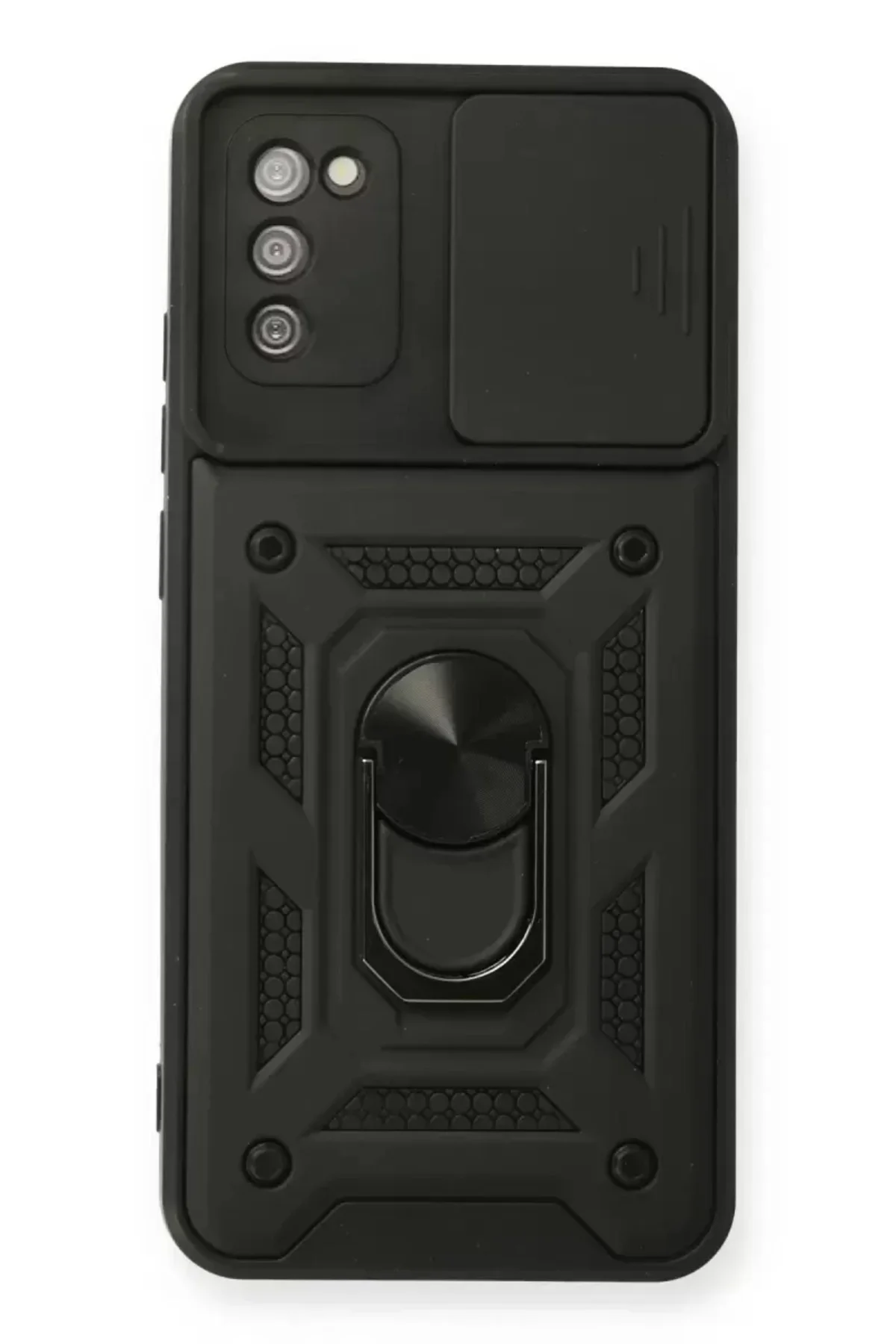 Newface Samsung Galaxy A03s Kılıf Pars Lens Yüzüklü Silikon - Siyah