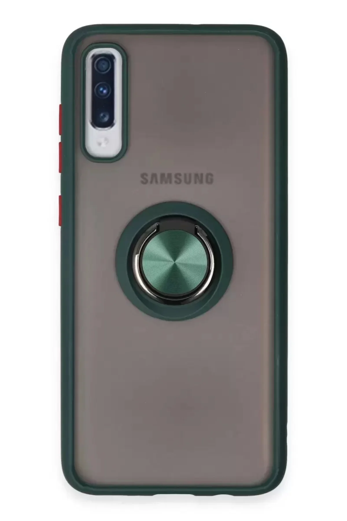 Newface Samsung Galaxy A70 Kılıf Montreal Yüzüklü Silikon Kapak - Yeşil