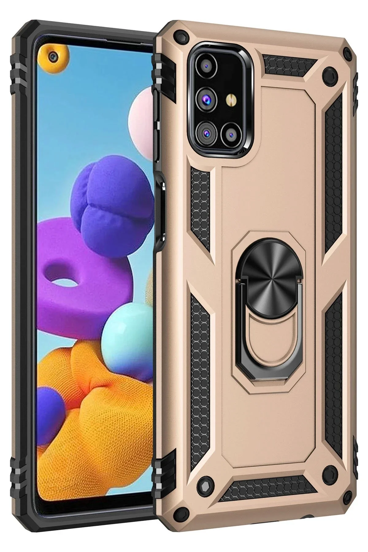 Newface Samsung Galaxy M51 Kılıf Sofya Yüzüklü Silikon Kapak - Go