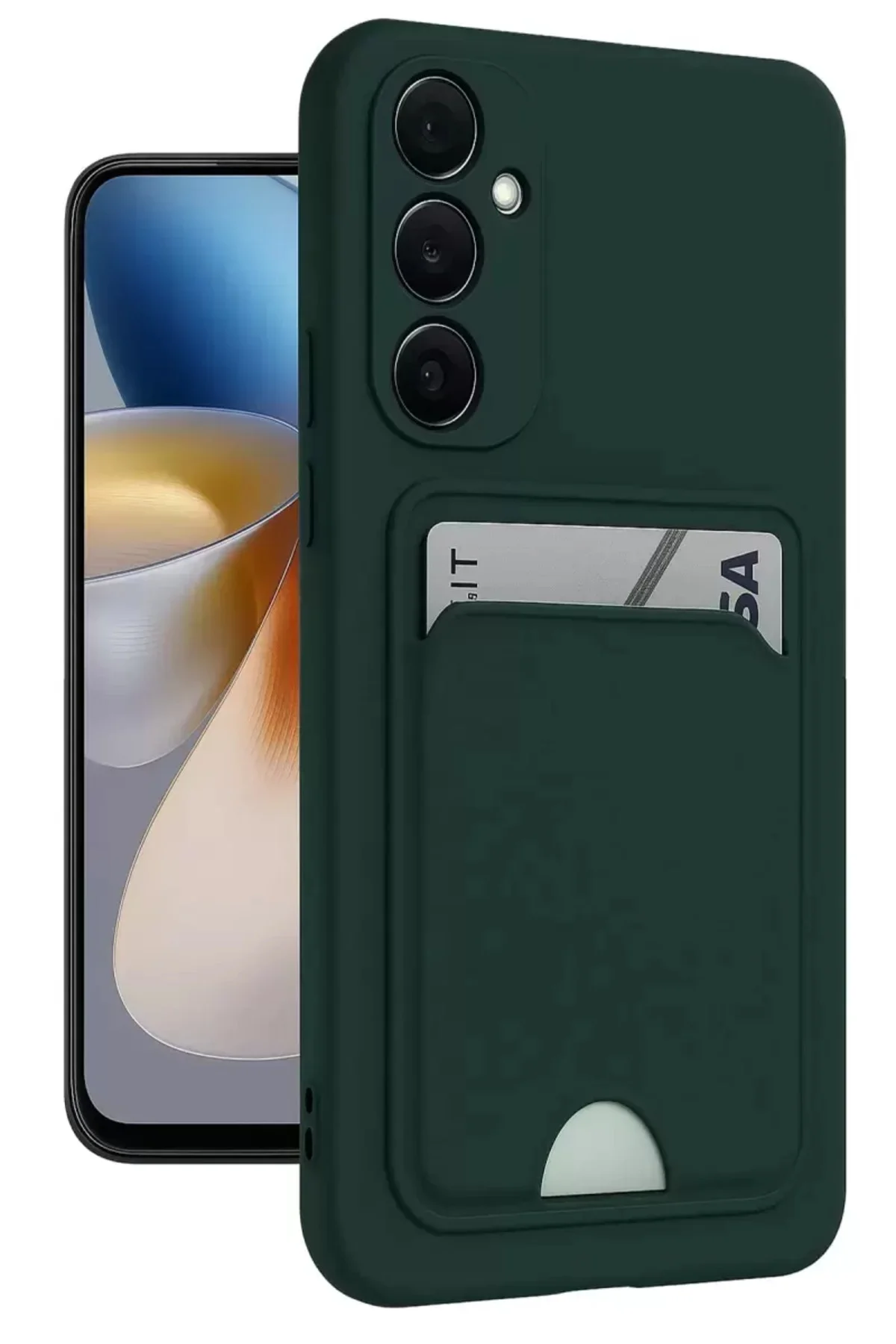 Newface Samsung Galaxy M15 Kelvin Kartvizitli Silikon - Koyu Yeşi