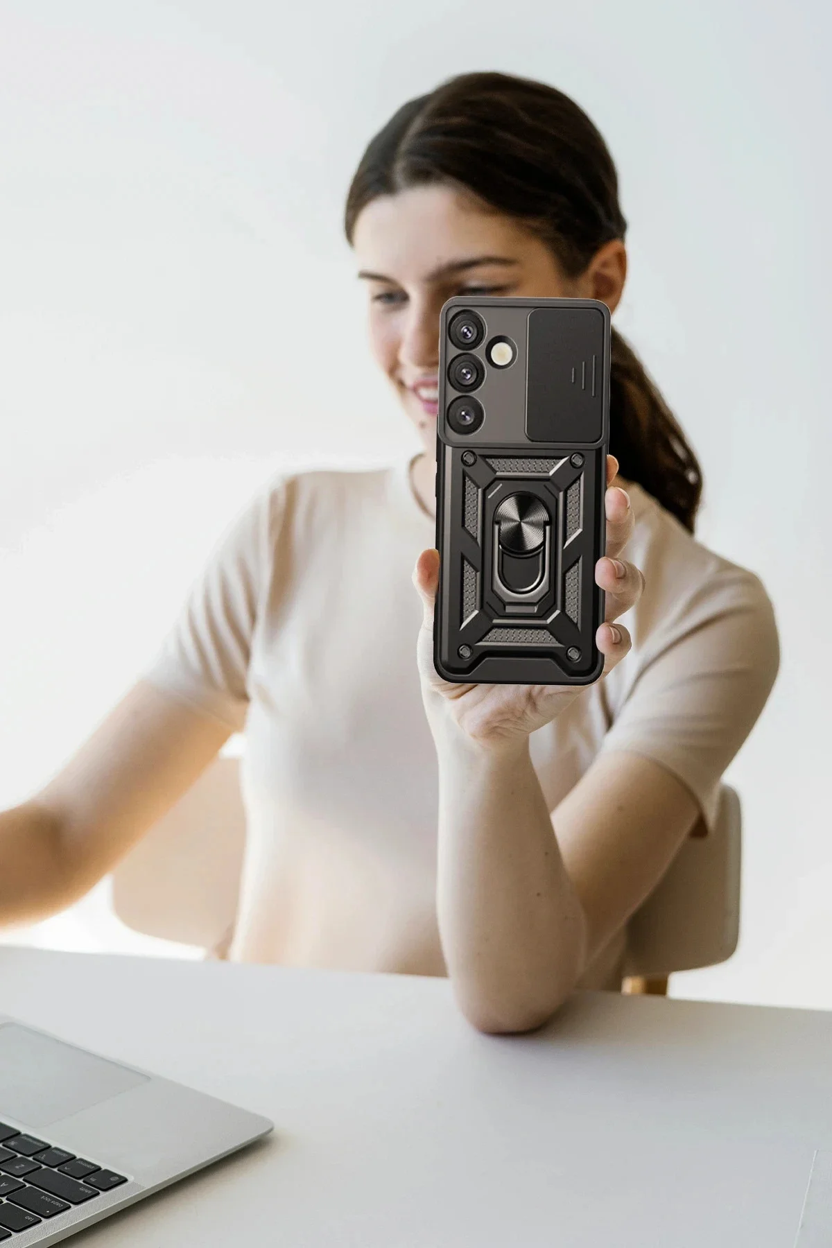 Newface Samsung Galaxy S25 Fe Pars Lens Yüzüklü Silikon - Yeşil