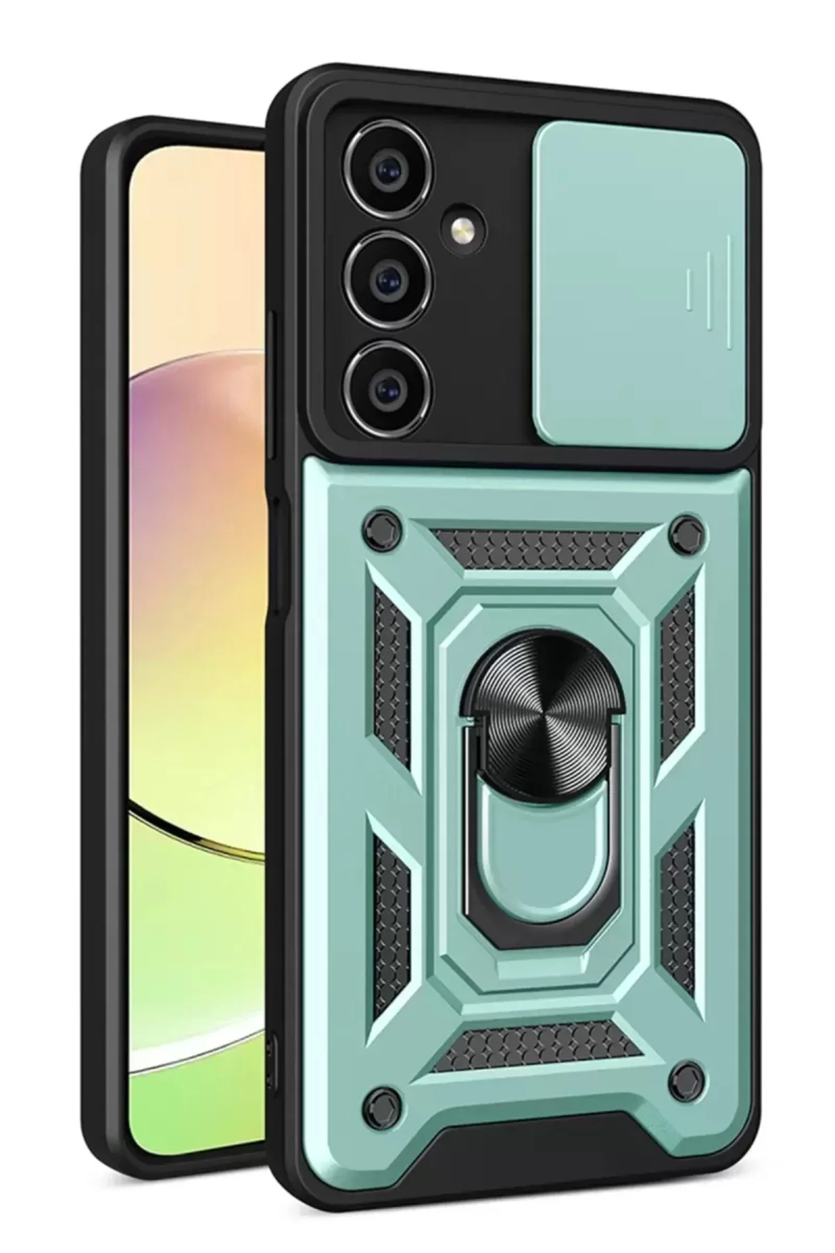 Newface Samsung Galaxy A05 Kılıf Pars Lens Yüzüklü Silikon - Yeşi