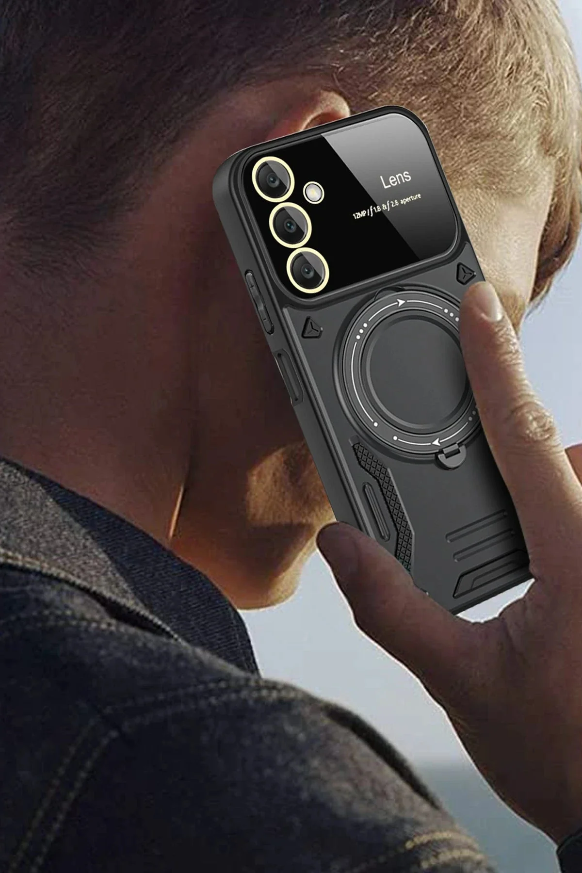 Newface Samsung Galaxy S25 Kılıf Joy Lens Standlı Kapak - Siyah