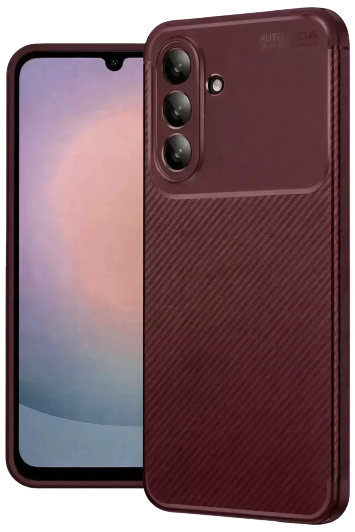 Newface Samsung Galaxy A36 Kılıf Auto Focus Karbon Kapak - Bordo