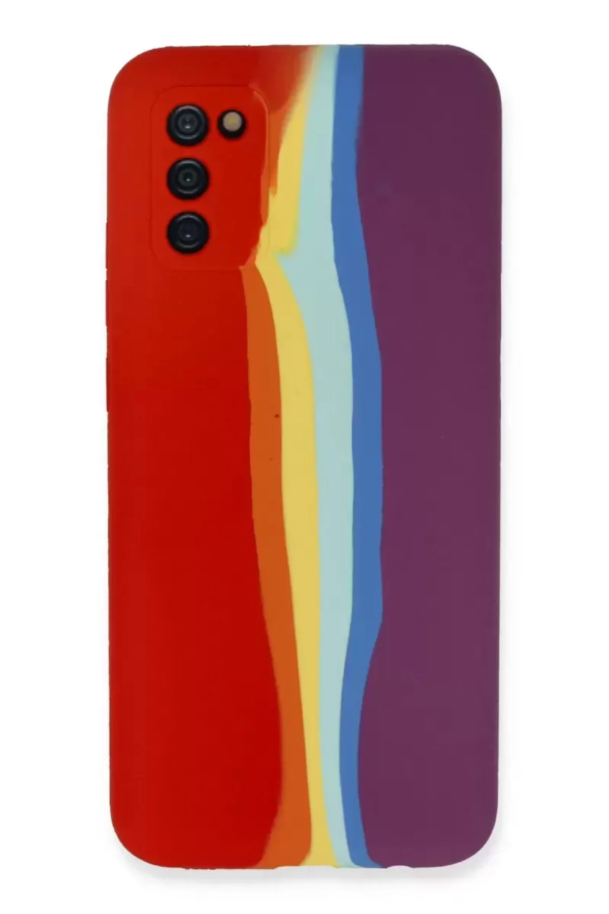 Newface Samsung Galaxy A03s Kılıf Ebruli Lansman Silikon - Kırmızı-mor