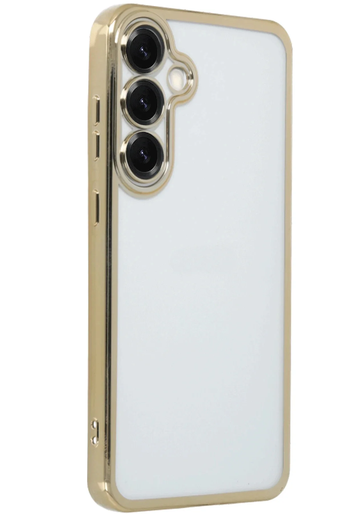 Newface Samsung Galaxy S25 Kılıf Razer Lensli Silikon - Gold