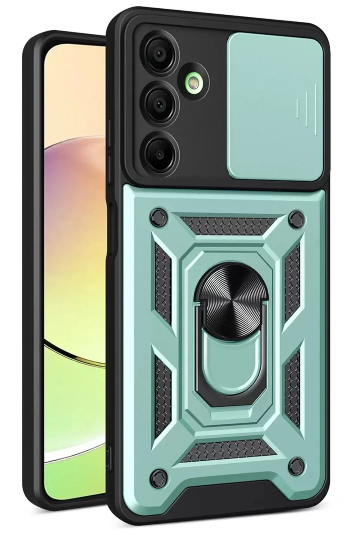 Newface Samsung Galaxy A26 Kılıf Pars Lens Yüzüklü Silikon - Yeşil