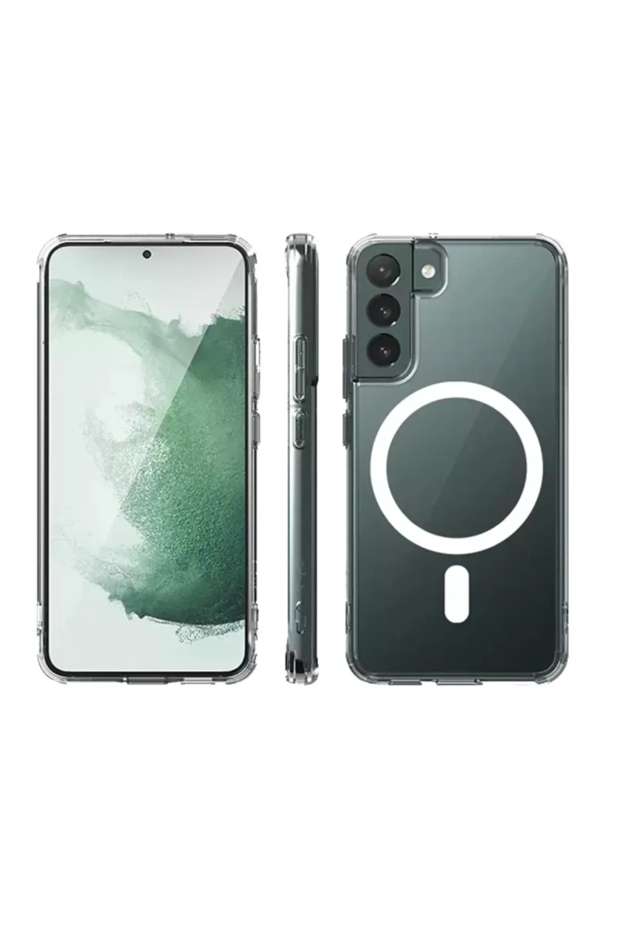 Newface Samsung Galaxy S22 Plus Kılıf Magneticsafe Şeffaf Silikon