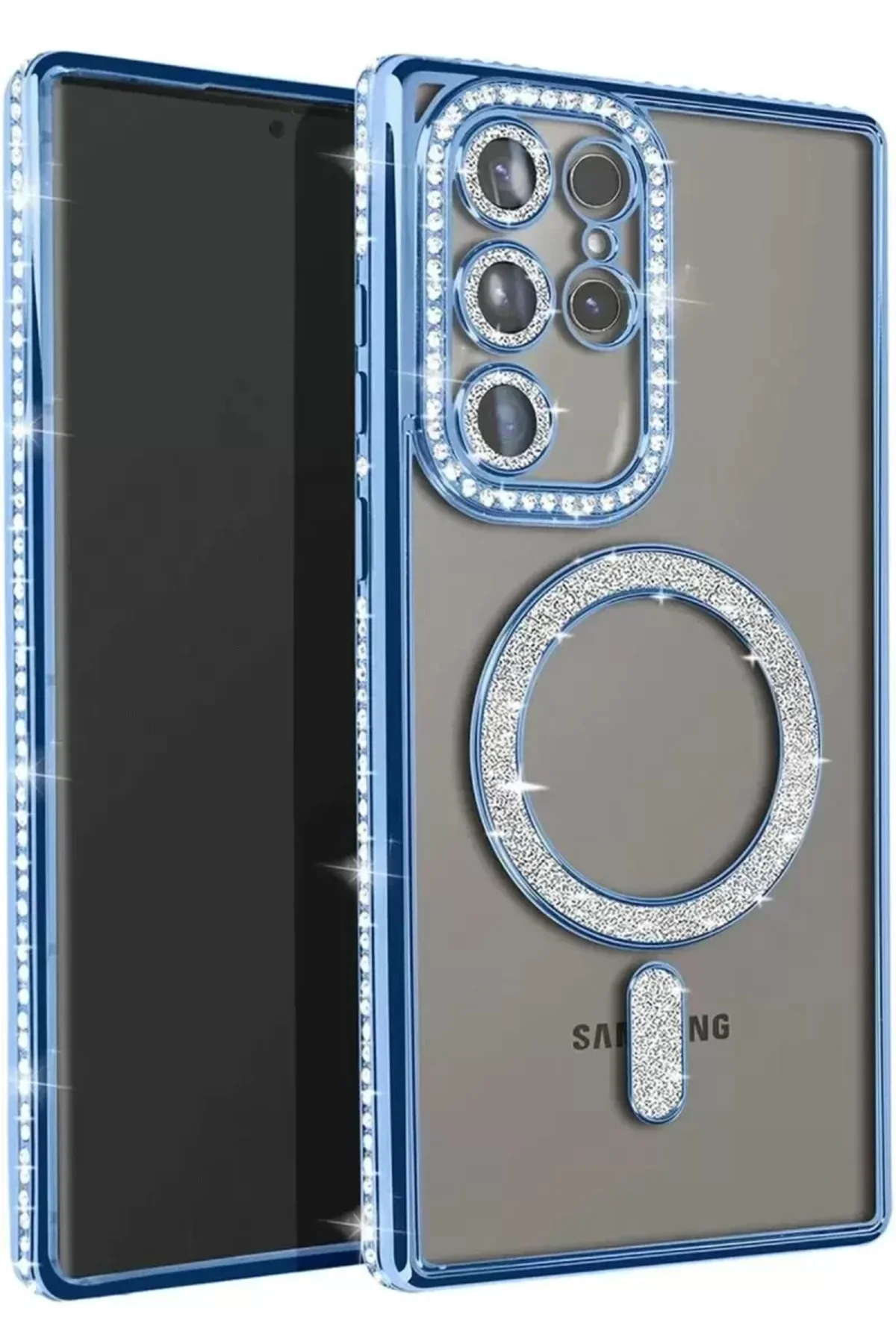 Newface Samsung Galaxy S23 Ultra Joke Simli Magneticsafe Kılıf - Mavi