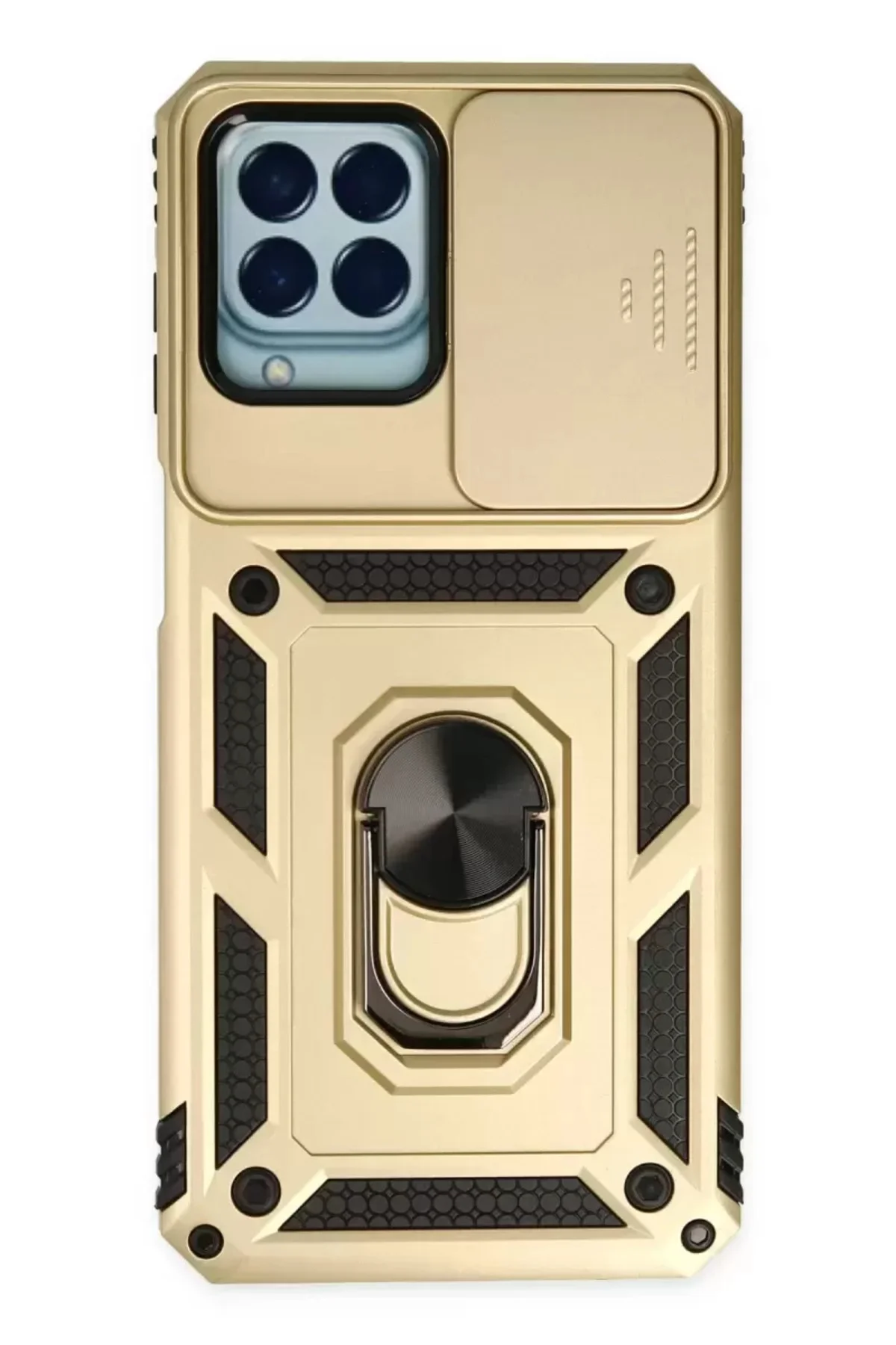 Newface Samsung Galaxy M33 Kılıf Pars Lens Yüzüklü Silikon - Gold