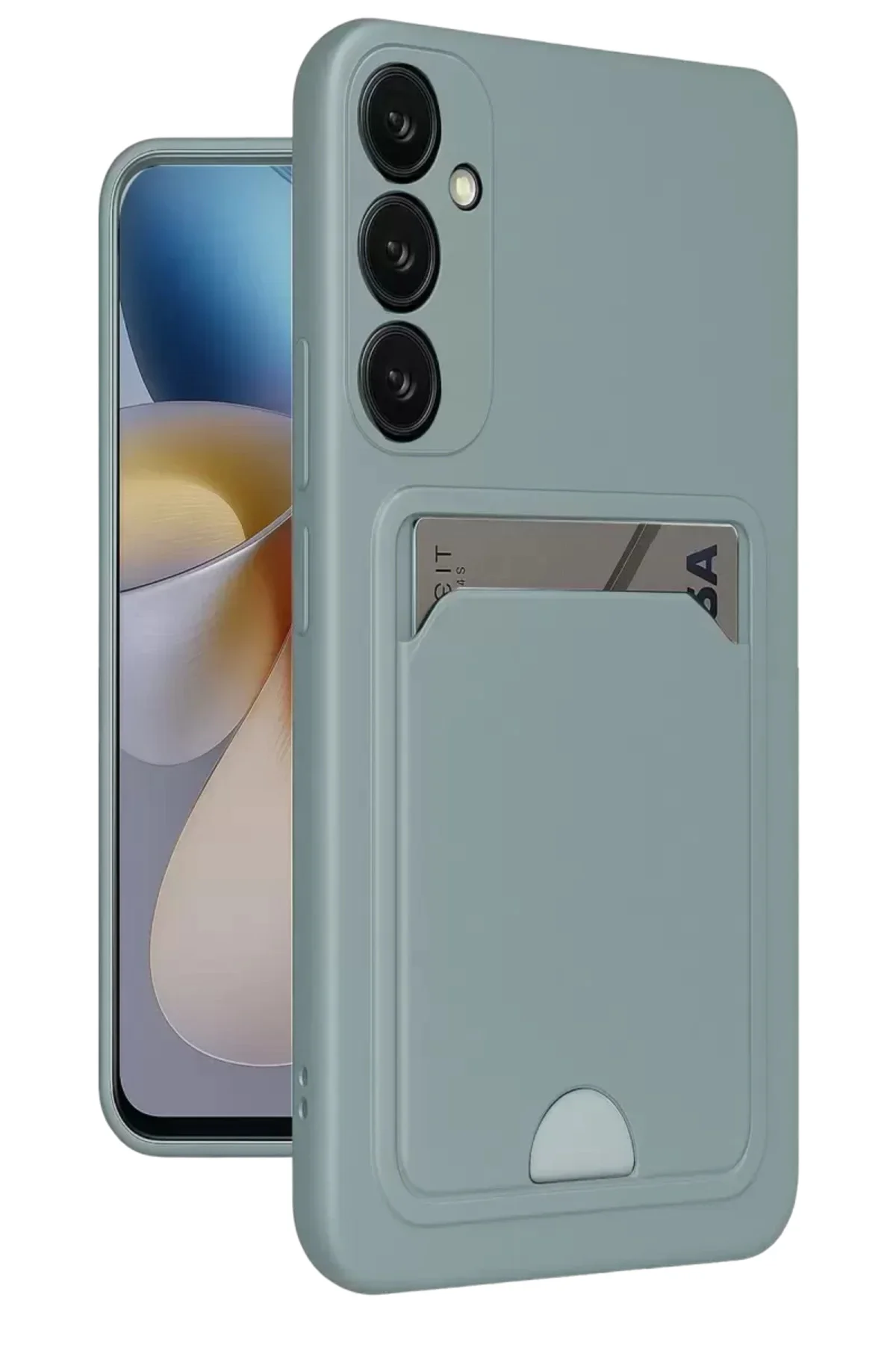 Newface Samsung Galaxy A26 Kılıf Kelvin Kartvizitli Silikon - Açık Yeşil