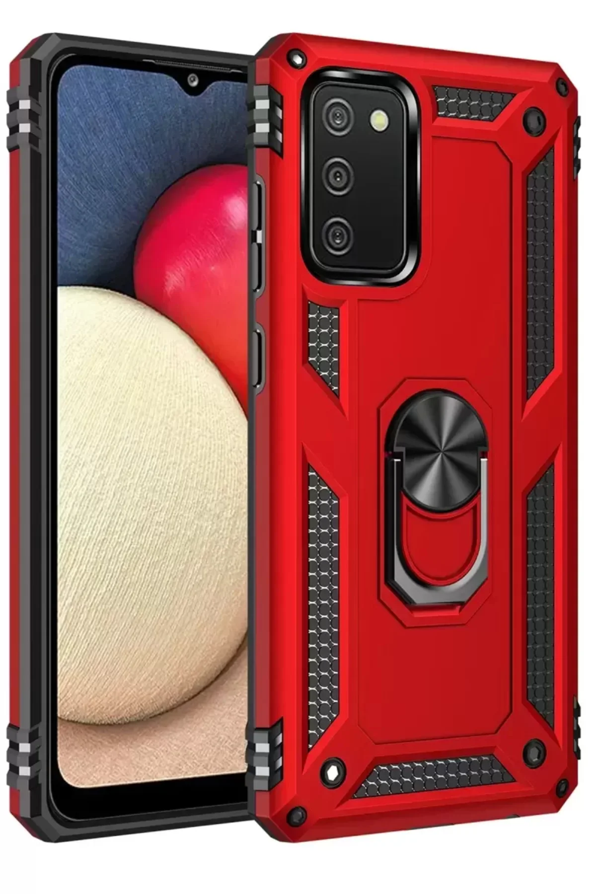 Newface Samsung Galaxy A03s Kılıf Sofya Yüzüklü Silikon Kapak - K