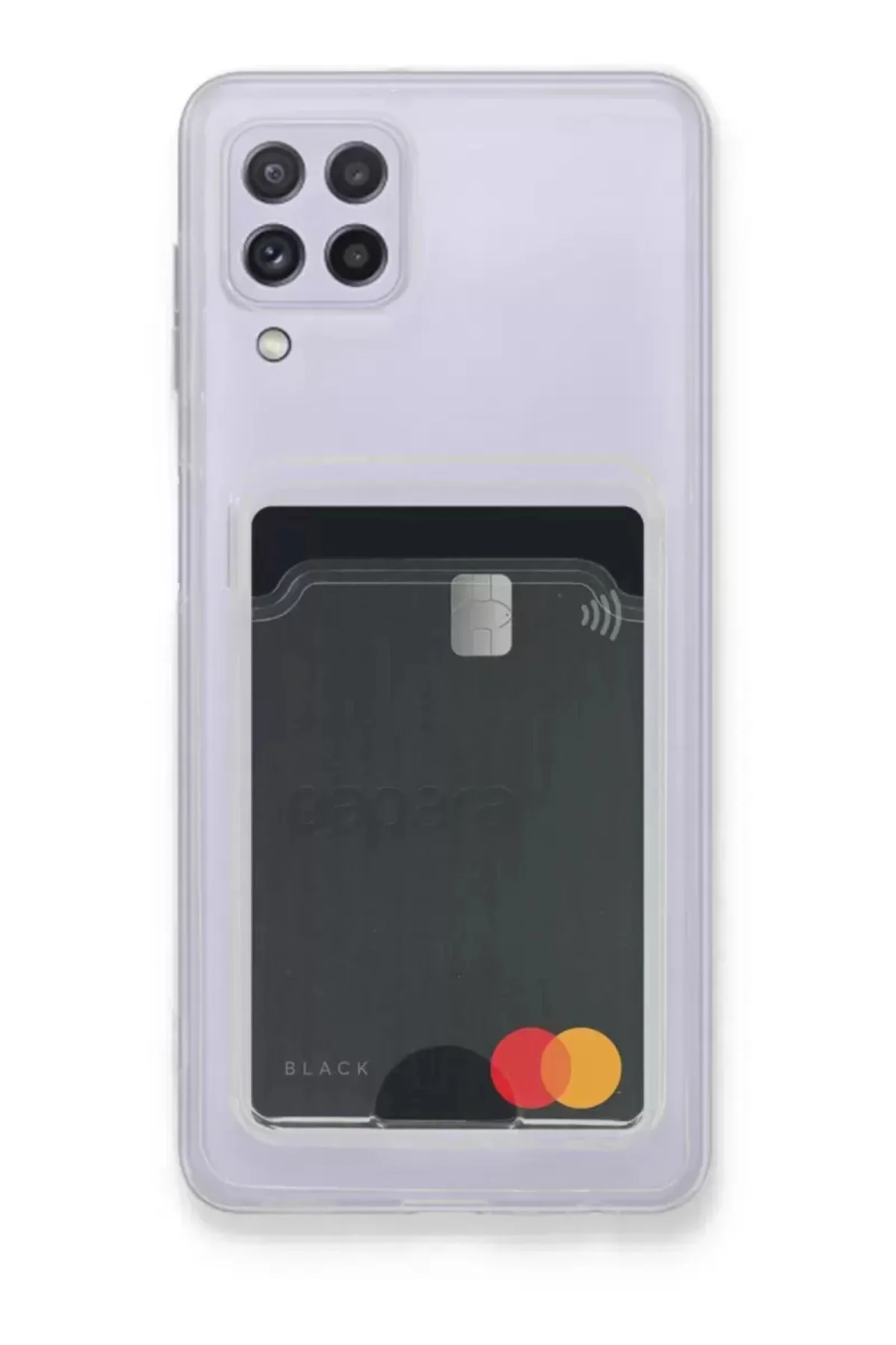 Newface Samsung Galaxy A22 Kılıf Kart Şeffaf Silikon - Şeffaf