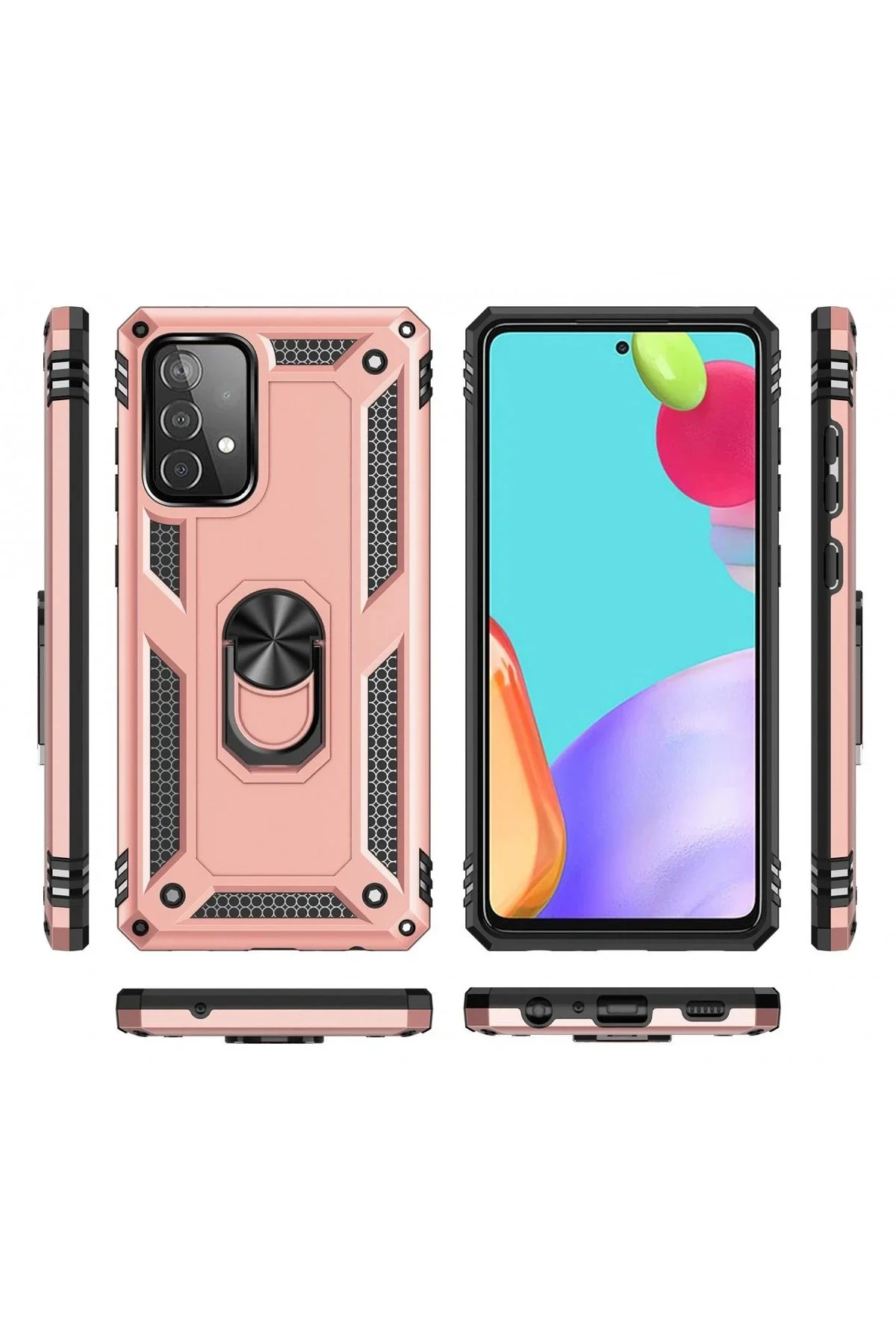 Newface Samsung Galaxy A23 4g Kılıf Sofya Yüzüklü Silikon Kapak - Rose