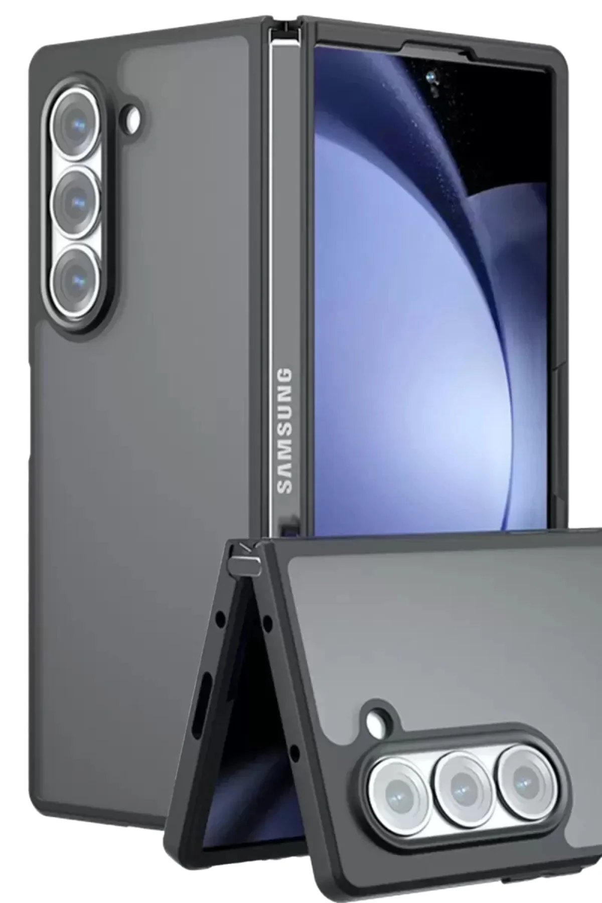Newface Samsung Galaxy Z Fold 5 Kılıf Blur Fold Kapak - Mat Siyah