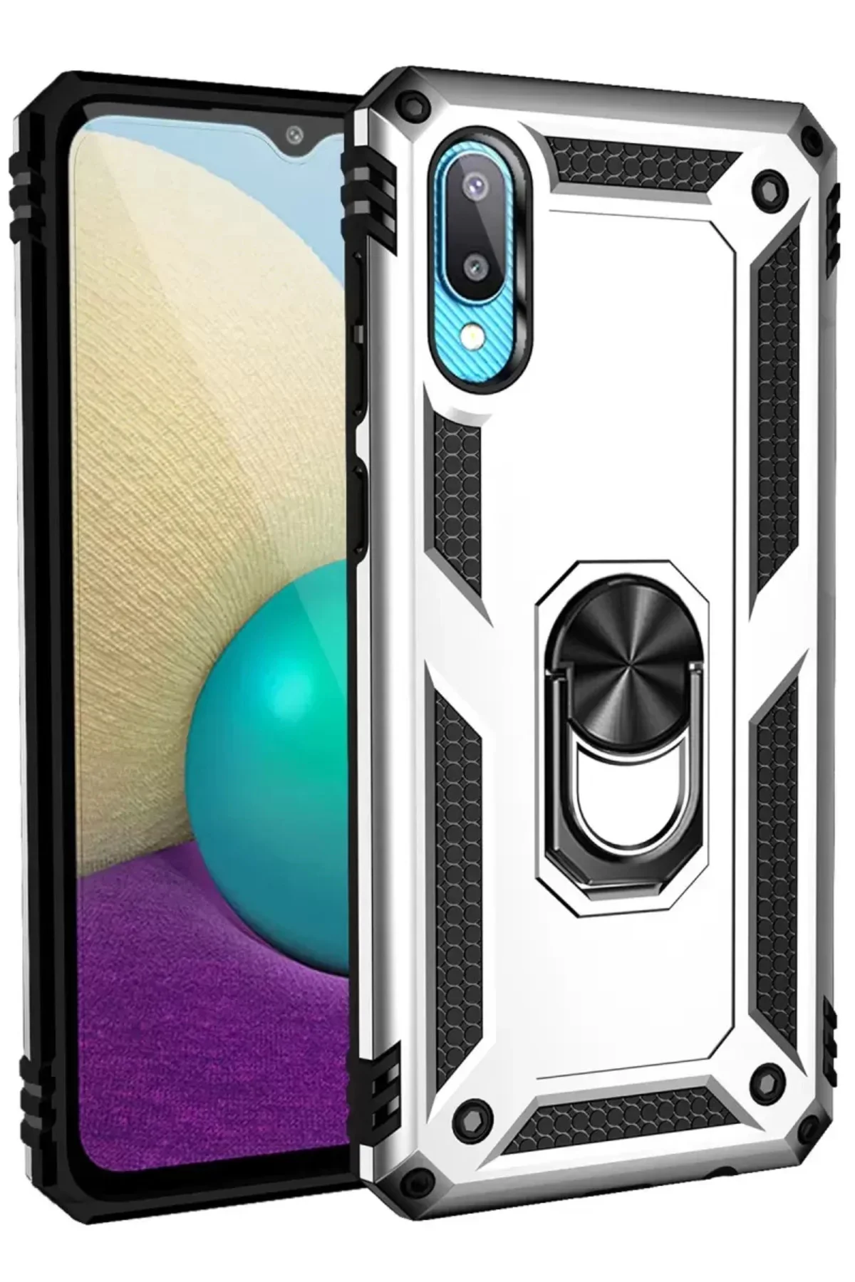 Newface Samsung Galaxy A02 Kılıf Sofya Yüzüklü Silikon Kapak - Gü