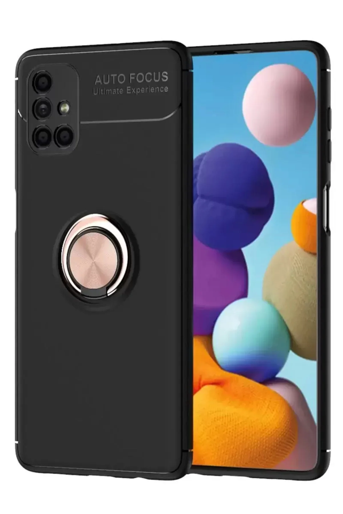 Newface Samsung Galaxy M51 Kılıf Range Yüzüklü Silikon - Siyah-go