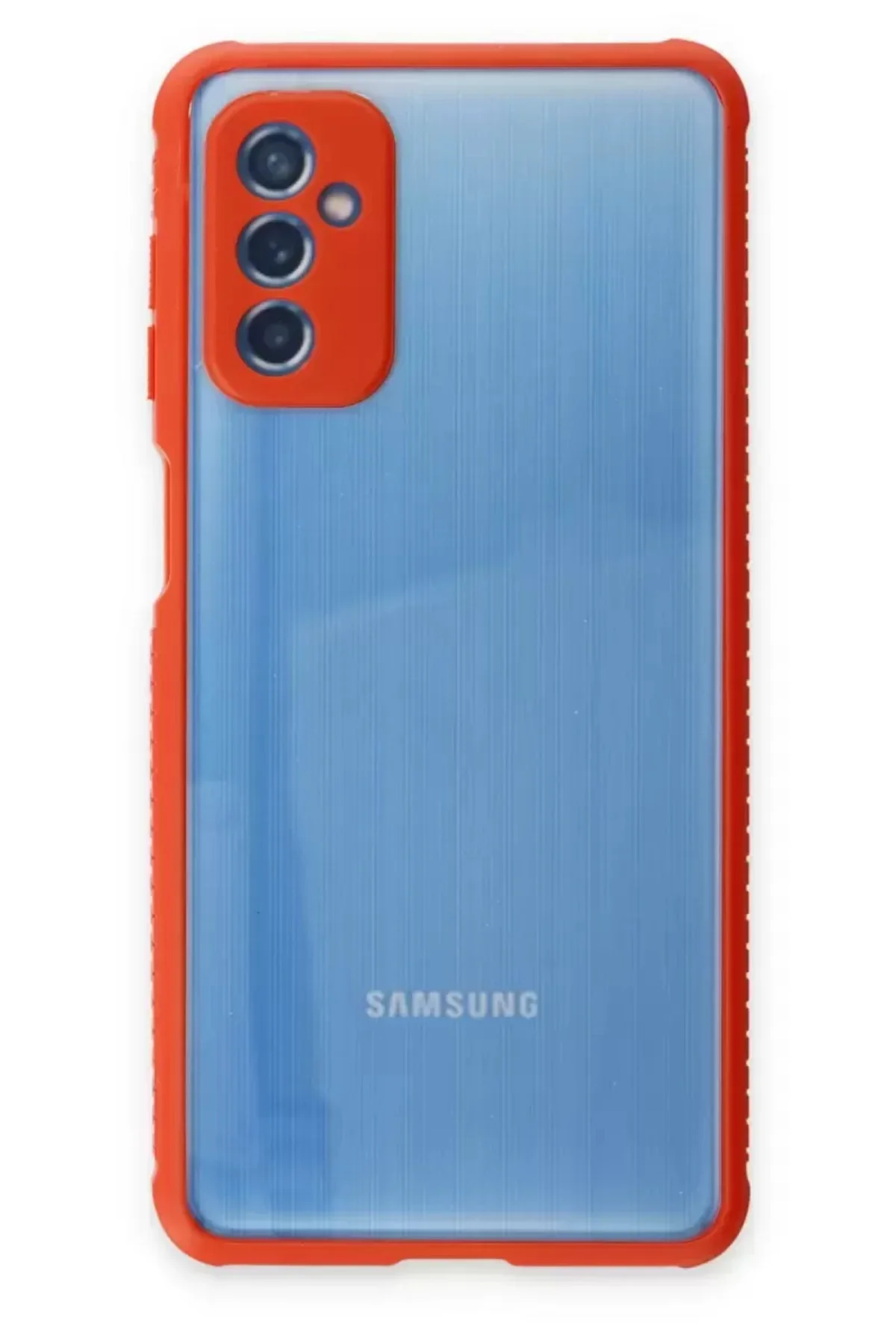 Newface Samsung Galaxy M52 5g Kılıf Miami Şeffaf Silikon - Kırmız