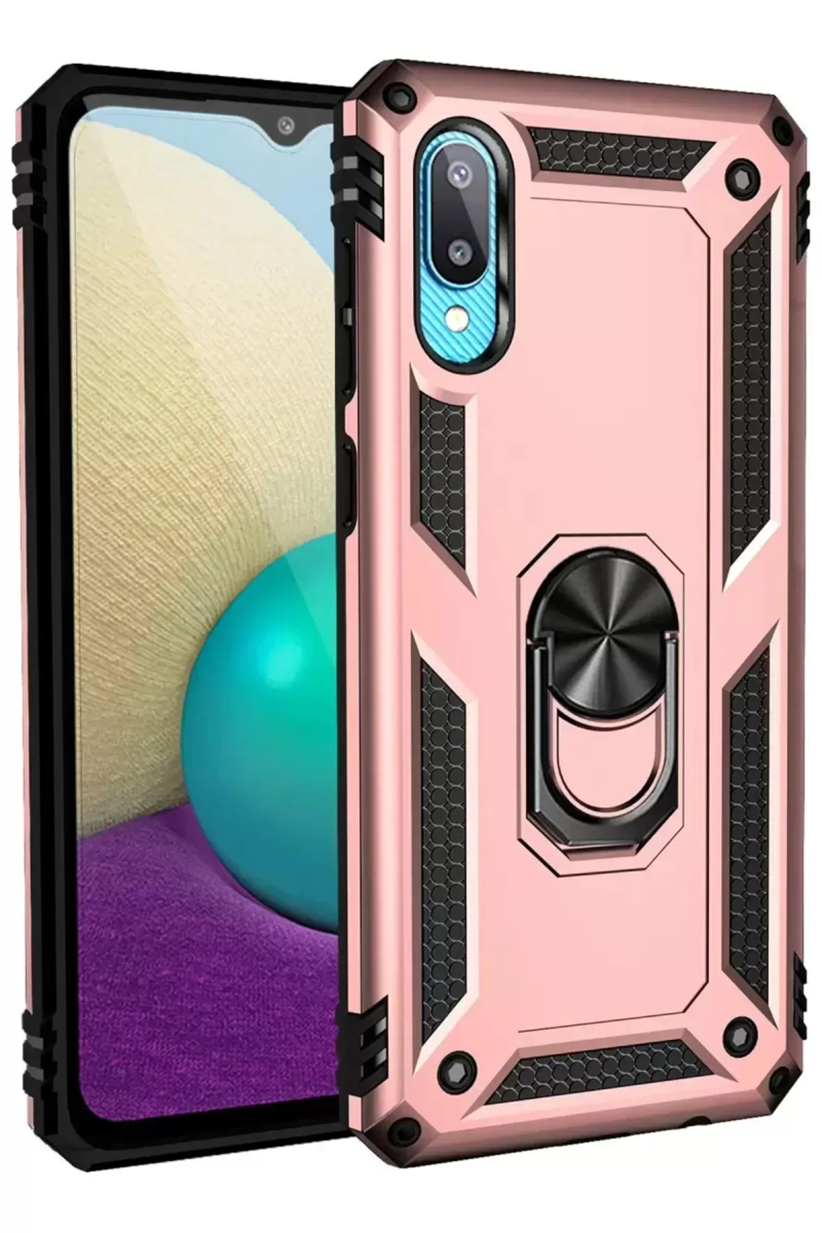 Newface Samsung Galaxy A02 Kılıf Sofya Yüzüklü Silikon Kapak - Ro