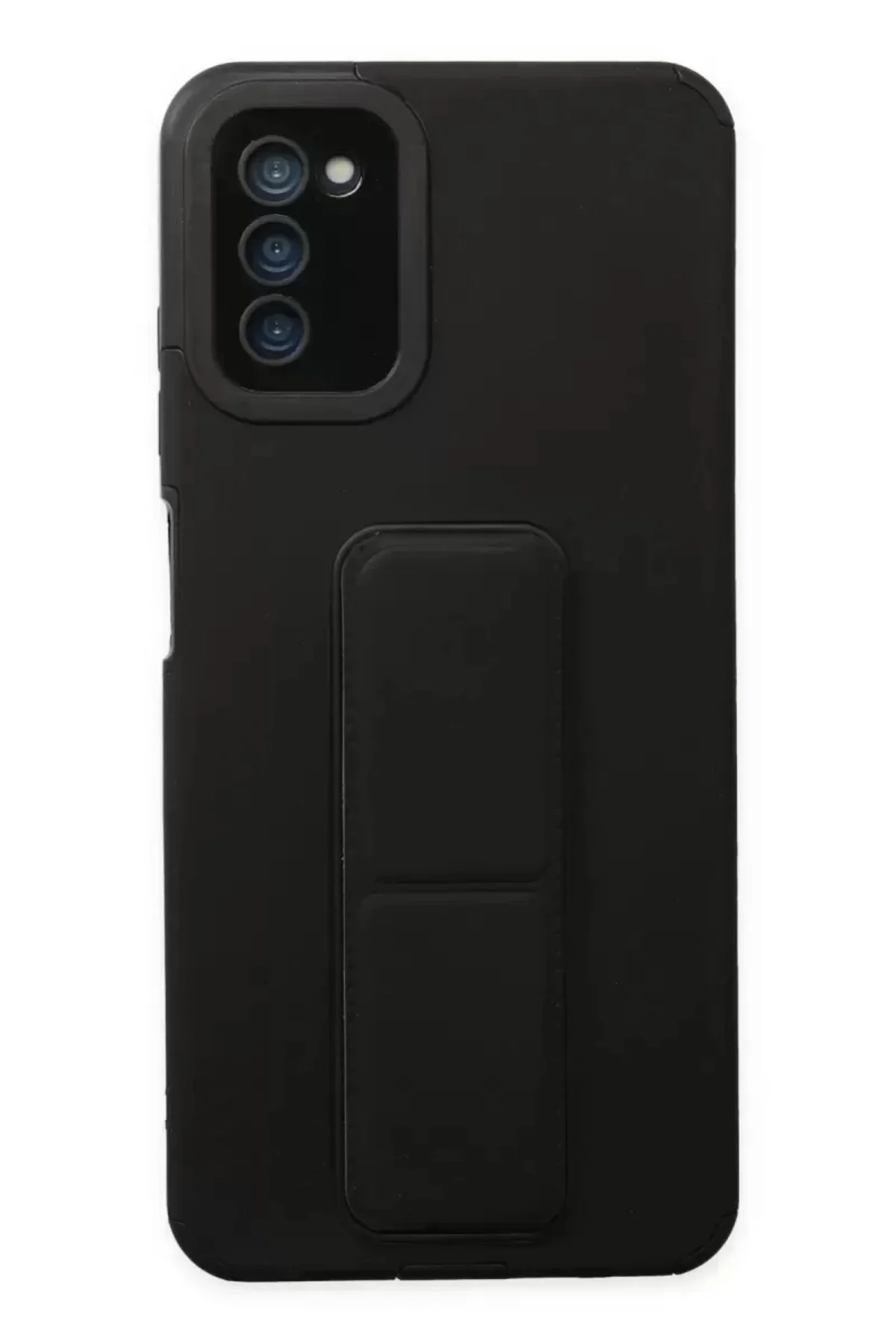 Newface Samsung Galaxy A03s Kılıf Mega Standlı Silikon - Siyah