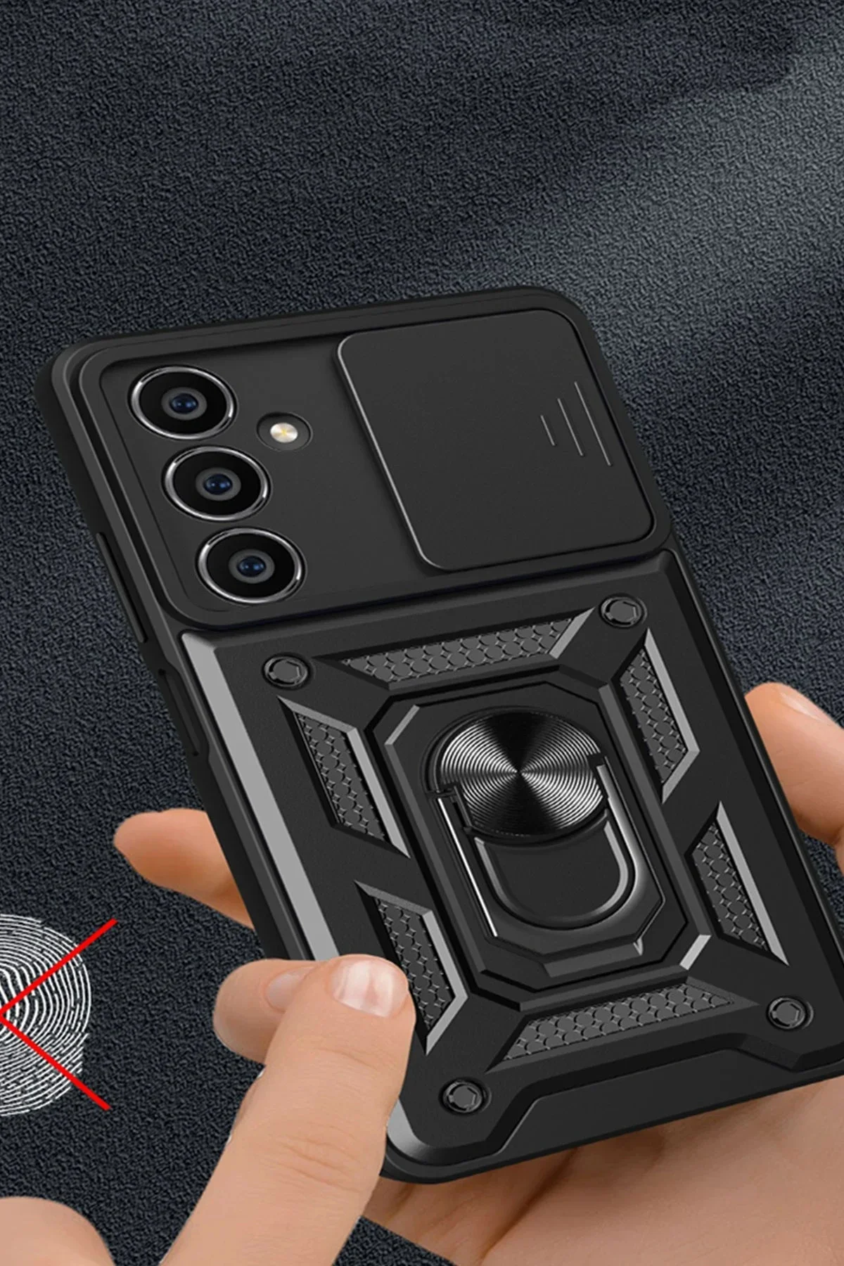 Newface Samsung Galaxy A15 4g Kılıf Pars Lens Yüzüklü Silikon - Siyah