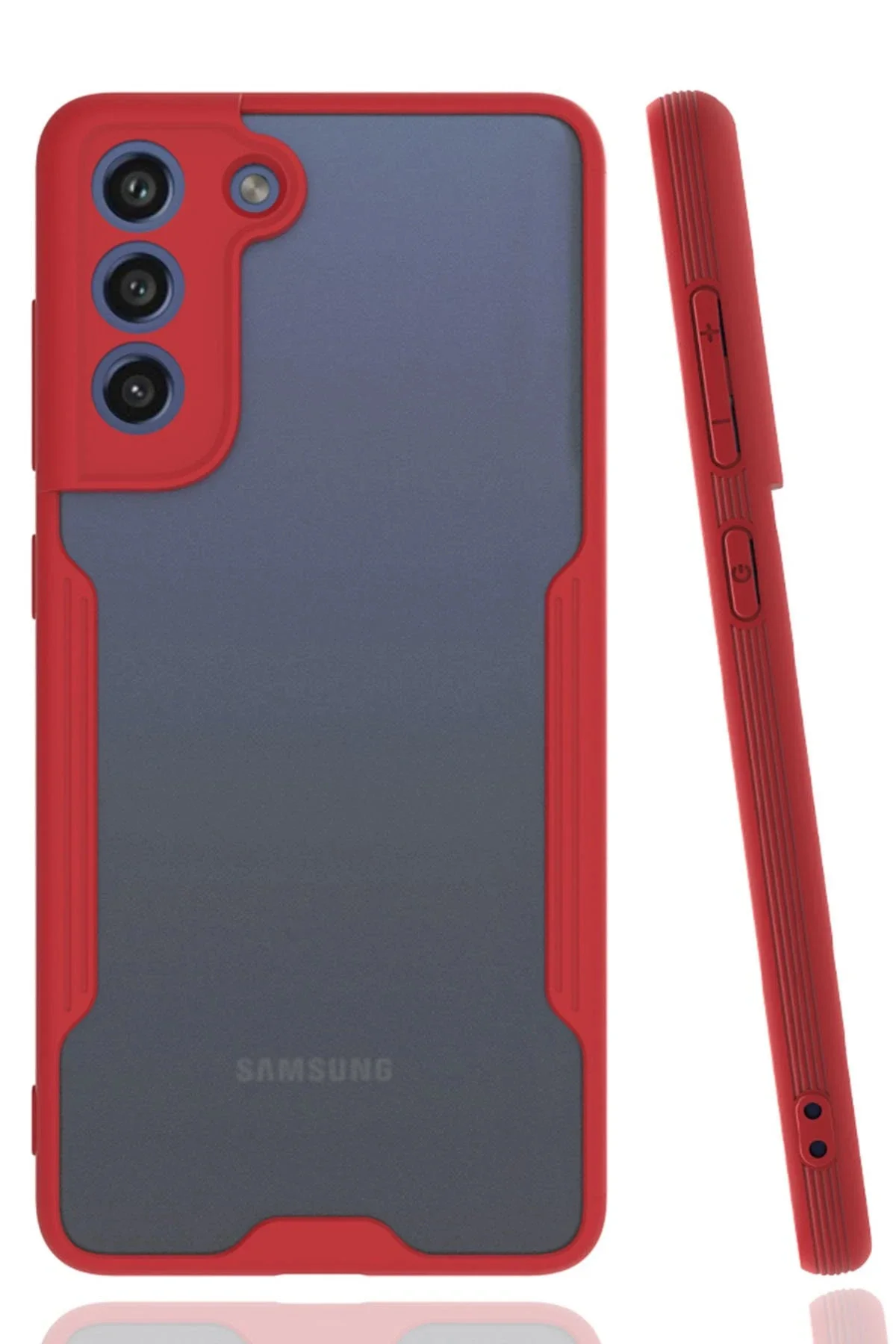 Newface Samsung Galaxy S21 Fe Kılıf Platin Silikon - Kırmızı
