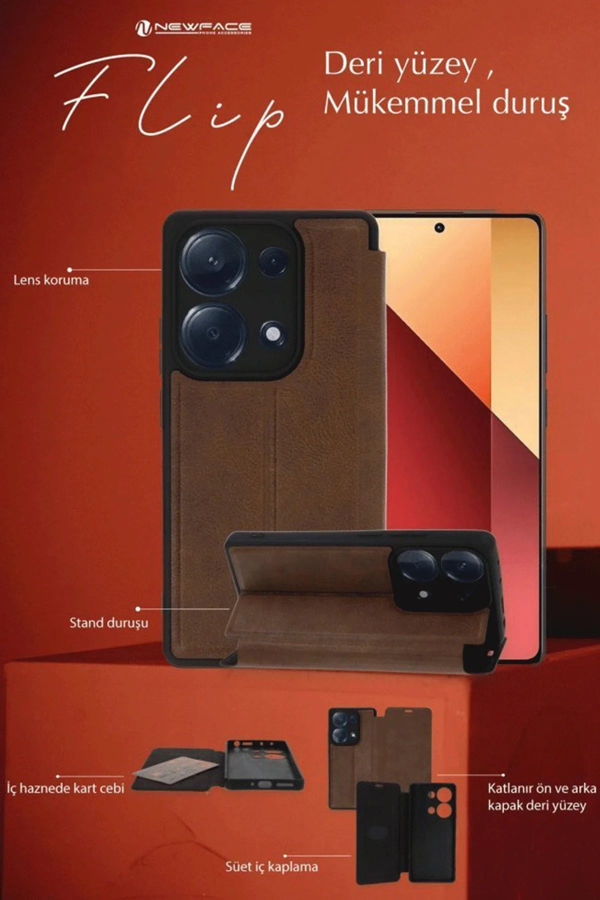 Newface Samsung Galaxy A36 Kılıf Flip Cover - Lacivert