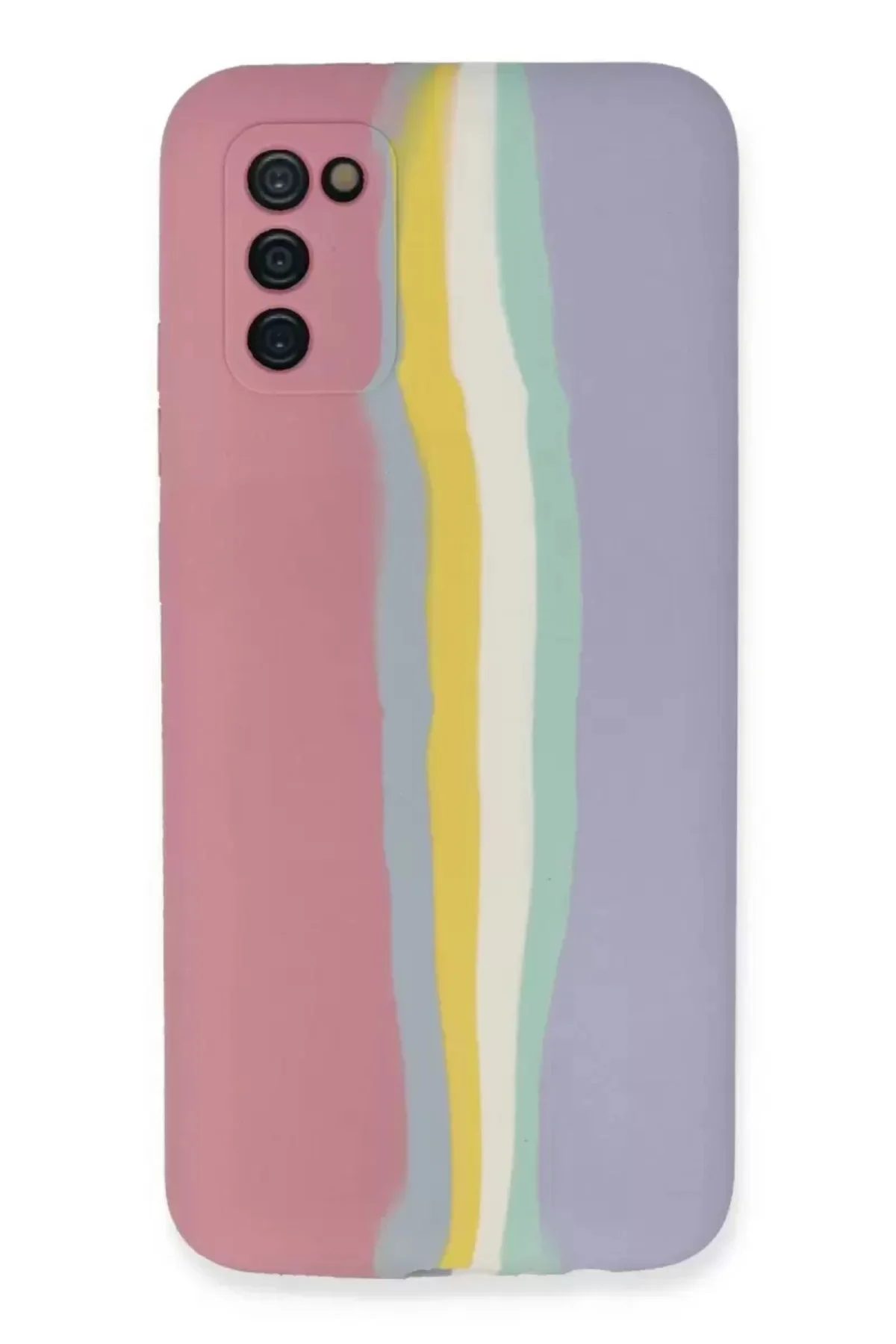 Newface Samsung Galaxy A03s Kılıf Ebruli Lansman Silikon - Pembe-