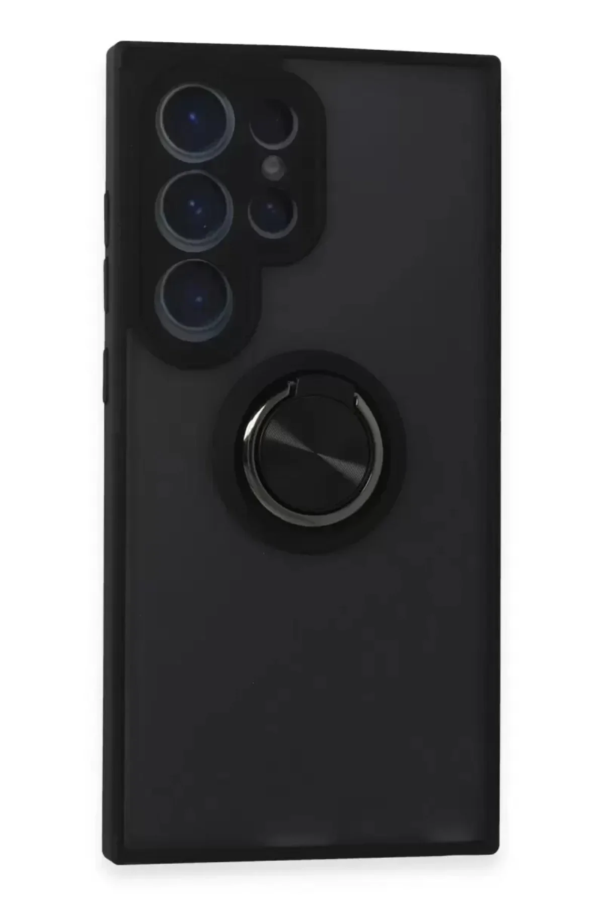 Newface Samsung Galaxy S24 Ultra Kılıf Montreal Yüzüklü Silikon Kapak - Siyah