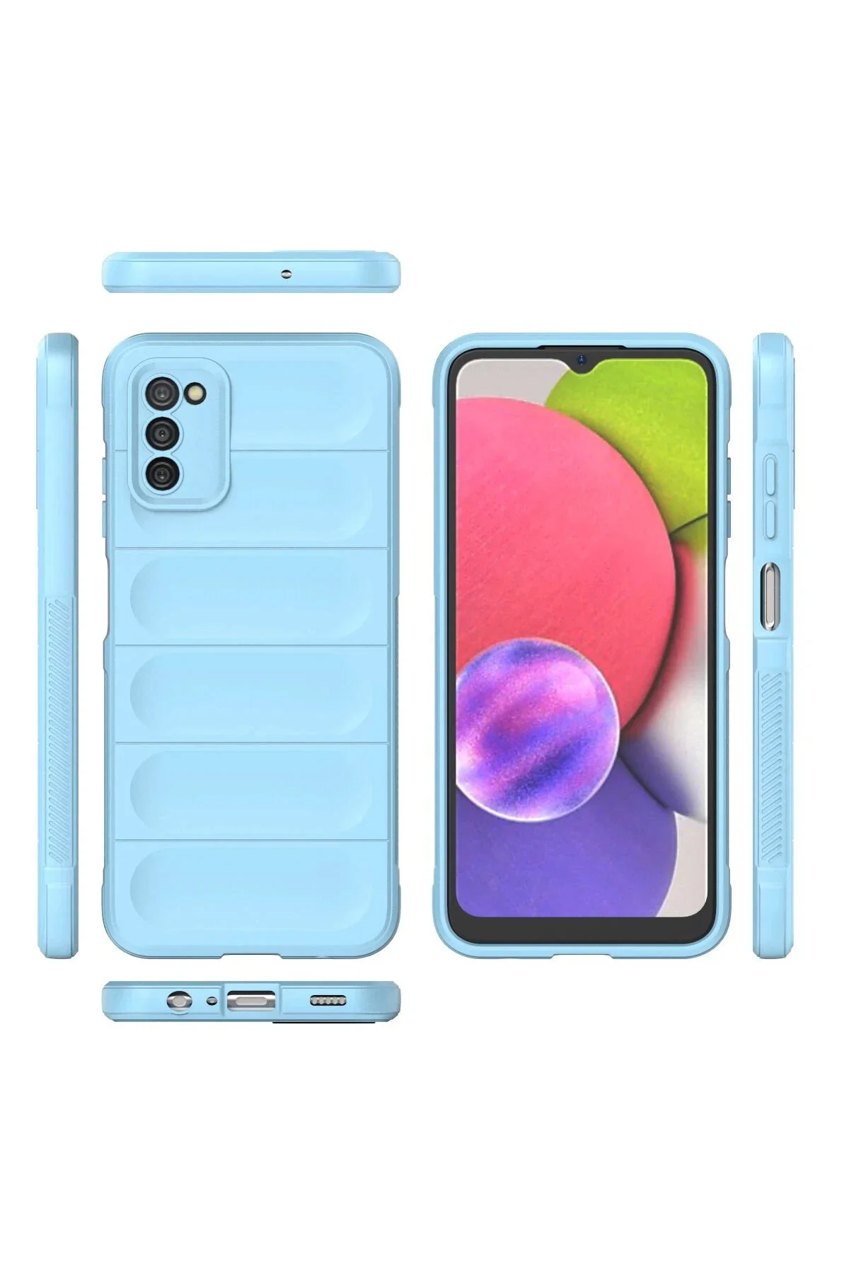Newface Samsung Galaxy A03s Kılıf Optimum Silikon - Sky Blue