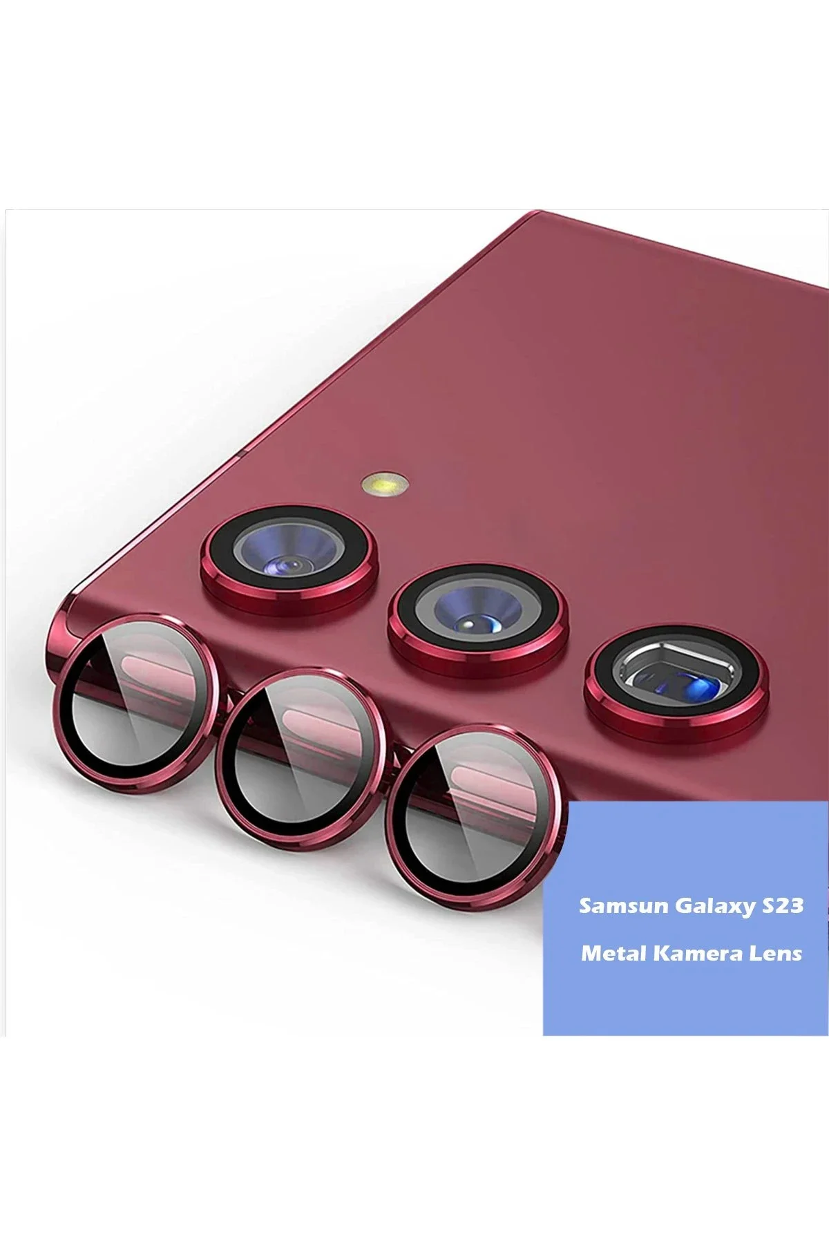 Newface Samsung Galaxy S23 Plus Metal Kamera Lens - Kırmızı