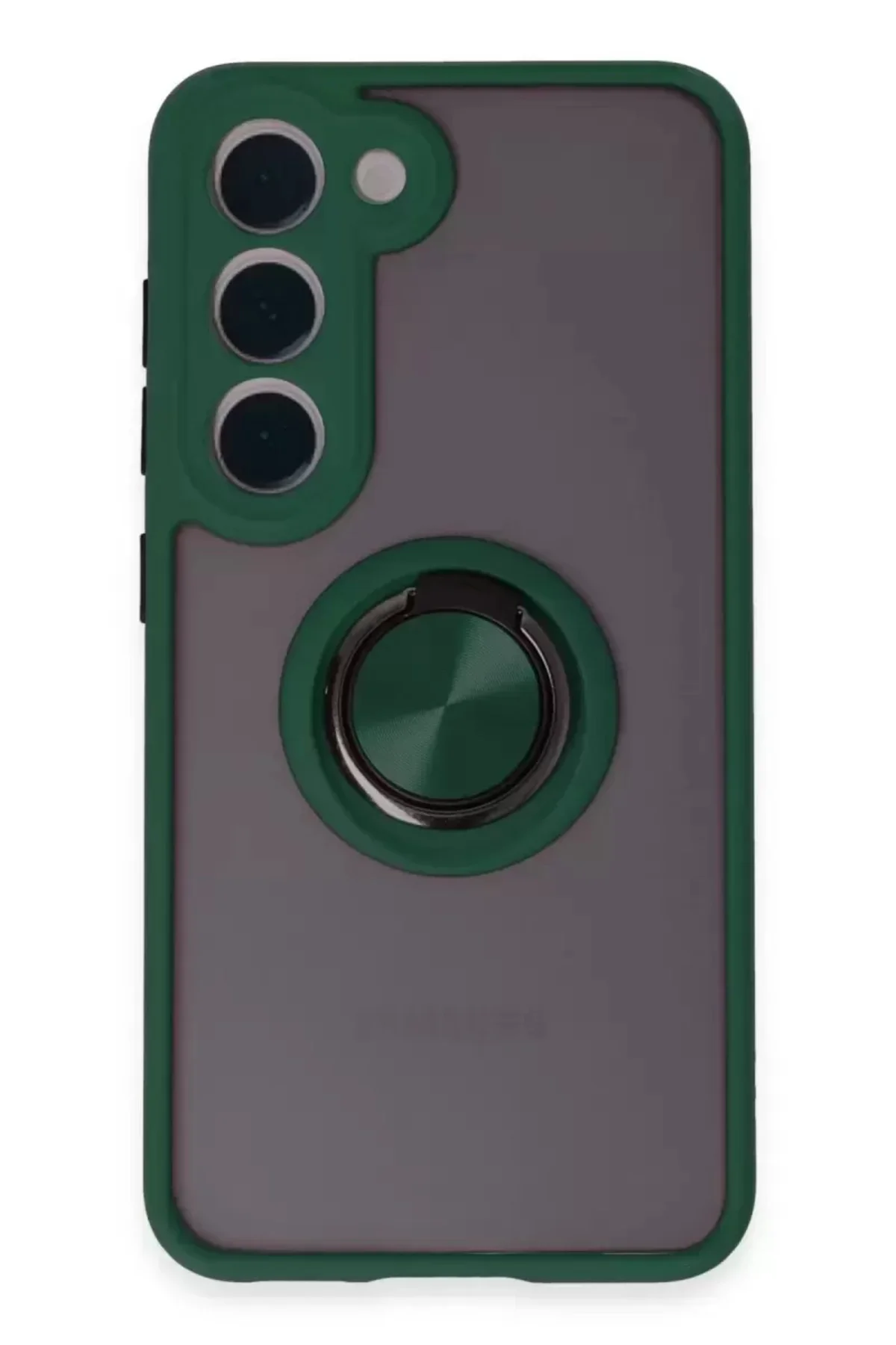 Newface Samsung Galaxy S23 Kılıf Montreal Yüzüklü Silikon Kapak - Yeşil