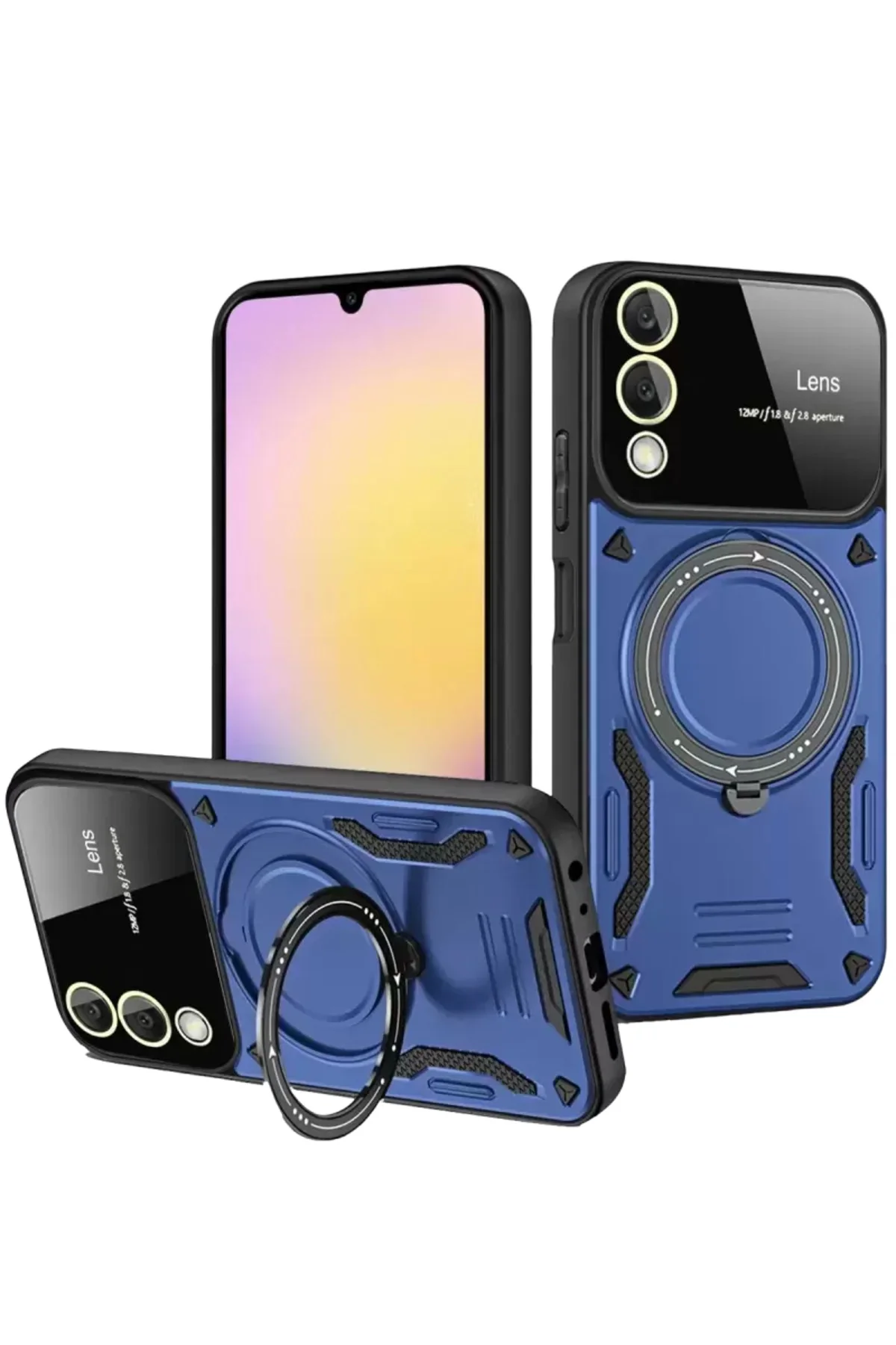 Newface Samsung Galaxy S25 Edge Kılıf Joy Lens Standlı Kapak - Lacivert