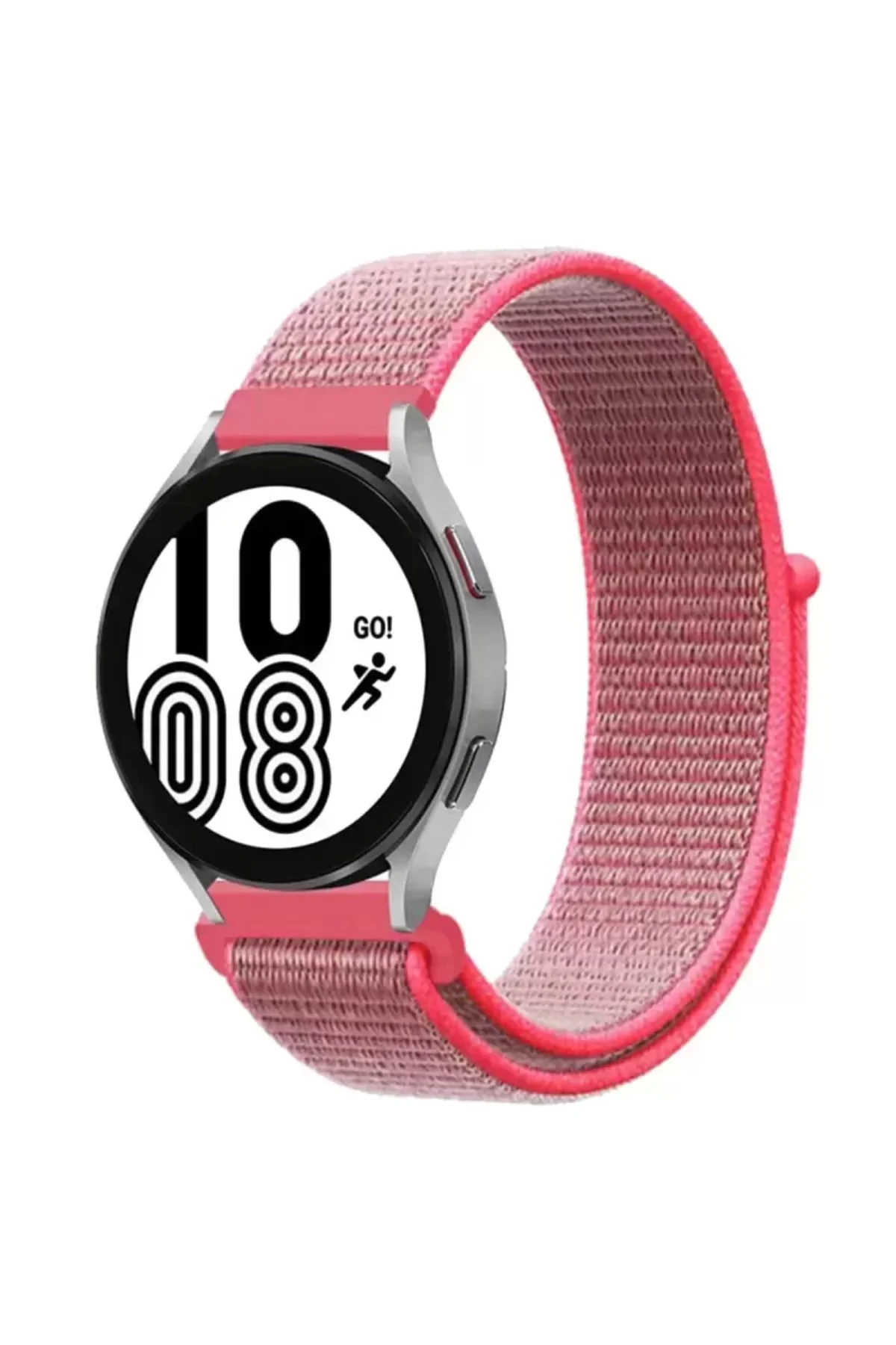Newface Samsung Galaxy Watch 4 Hasırlı Cırtcırtlı Kordon - Pembe