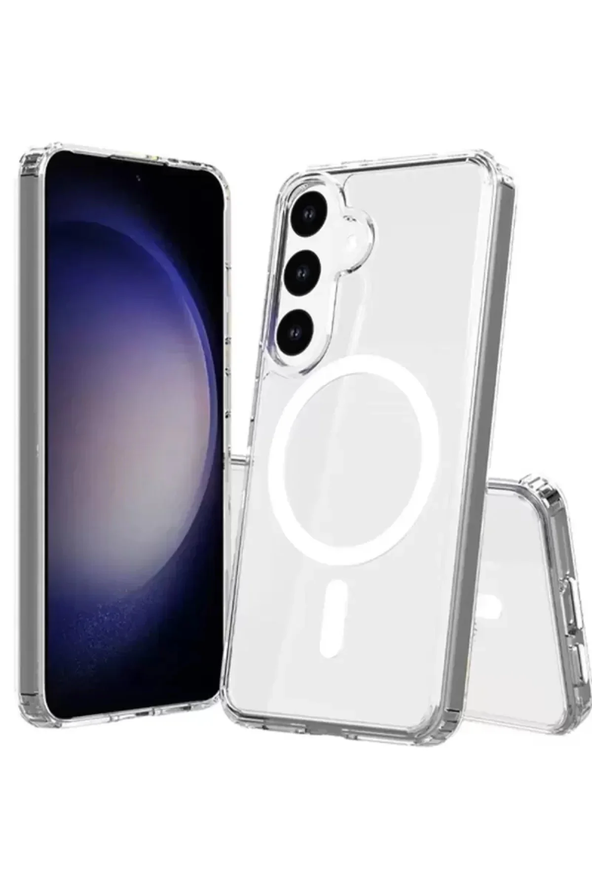 Newface Samsung Galaxy S24 Kılıf Magneticsafe Şeffaf Silikon - Şeffaf