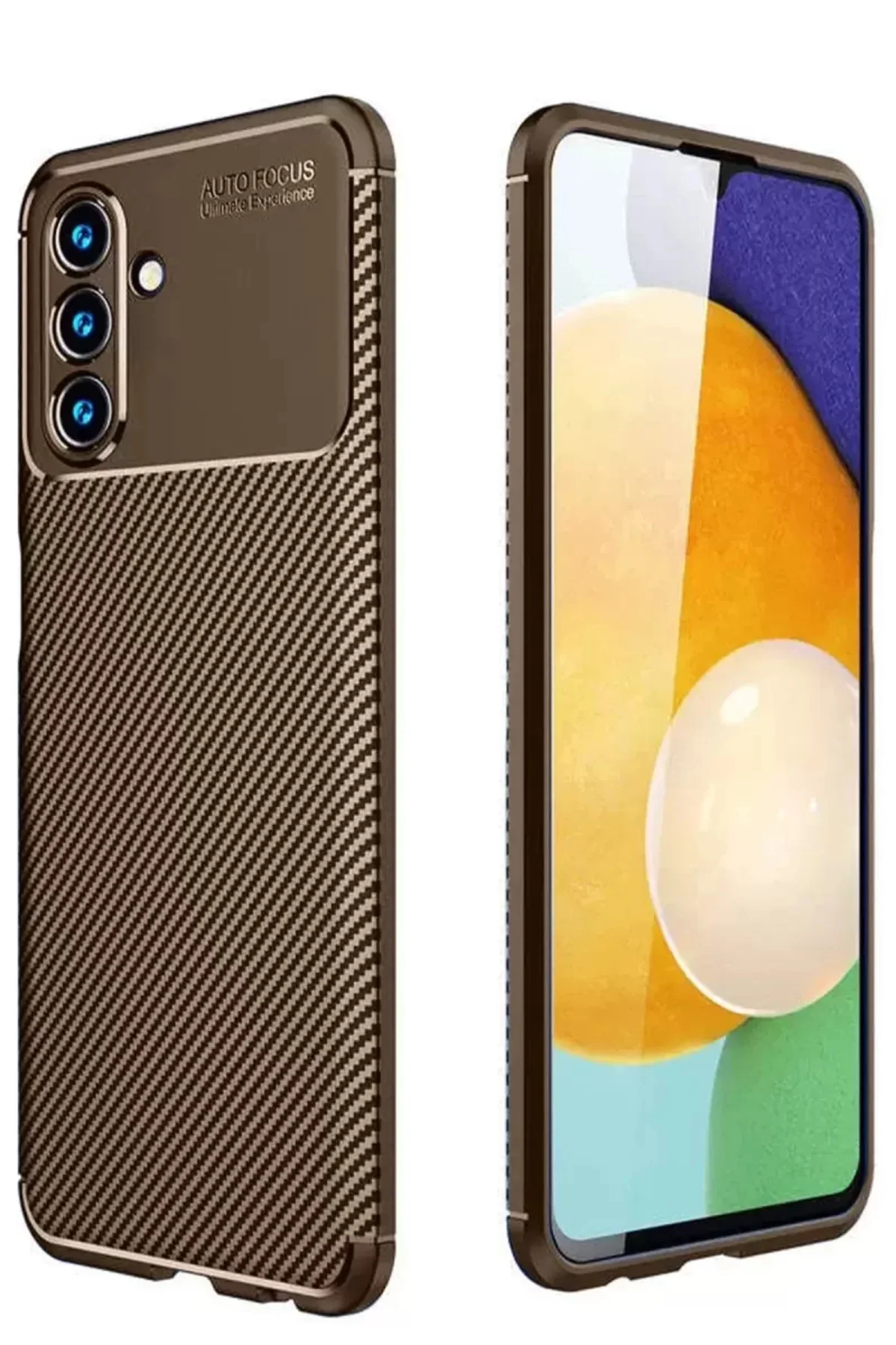Newface Samsung Galaxy A36 Kılıf Auto Focus Karbon Kapak - Kahver