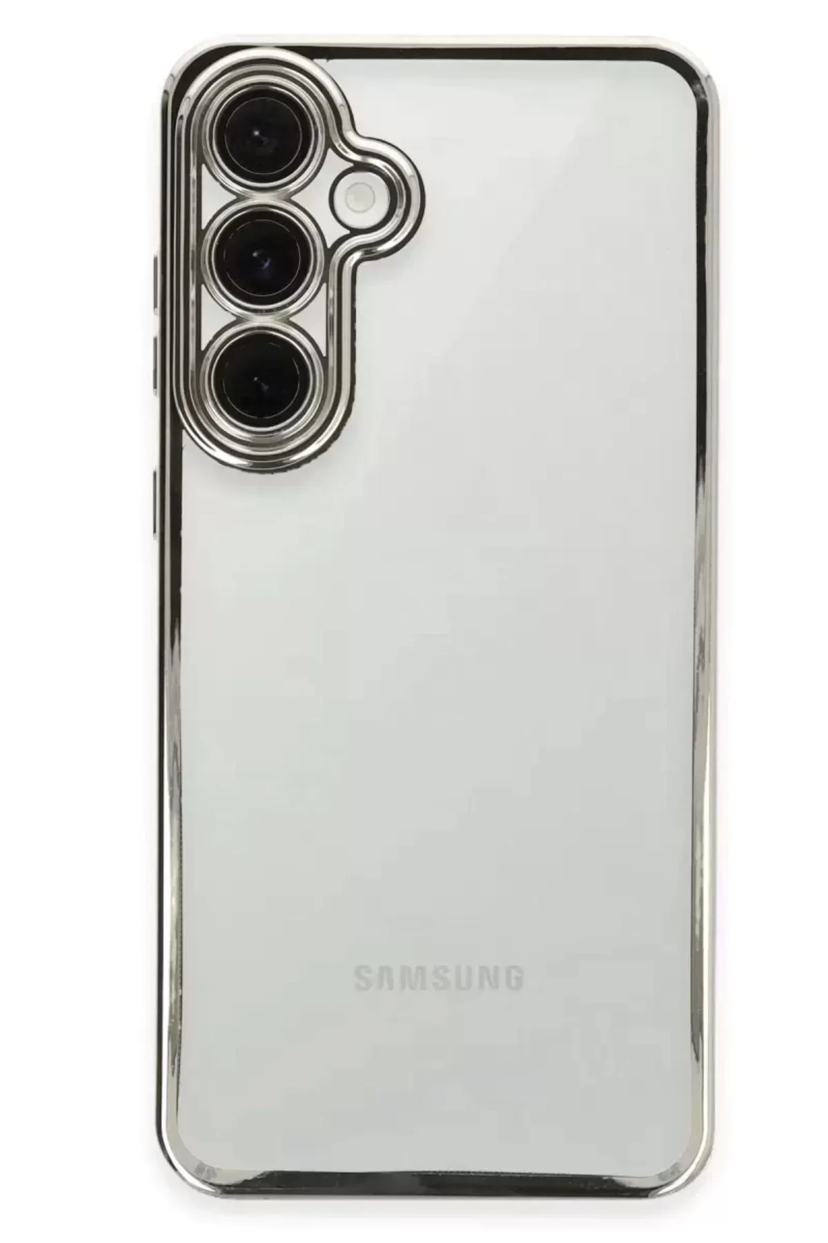 Newface Samsung Galaxy S24 Fe Kılıf Razer Lensli Silikon - Gümüş