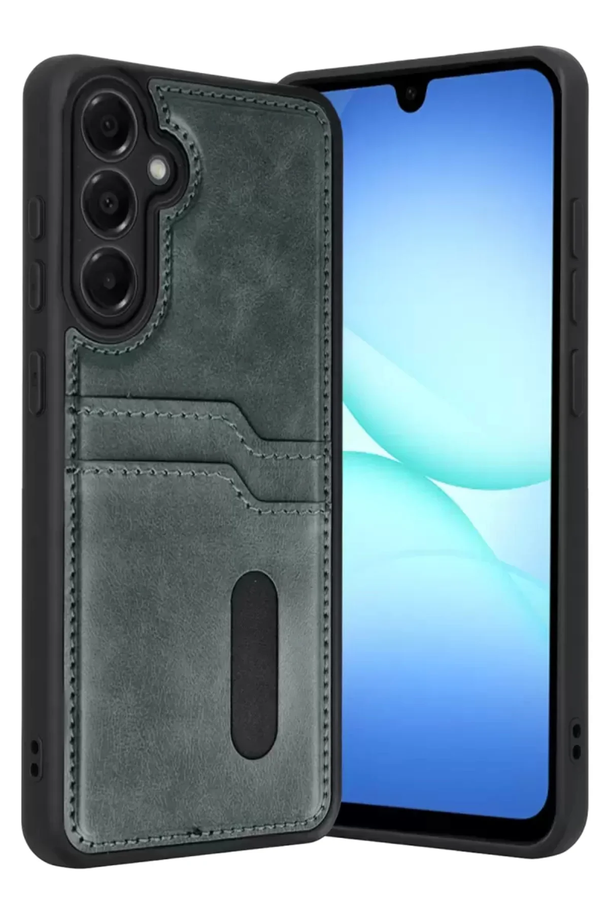 Newface Samsung Galaxy A37 5g Sara Kartvizitli Deri Kılıf - Yeşil