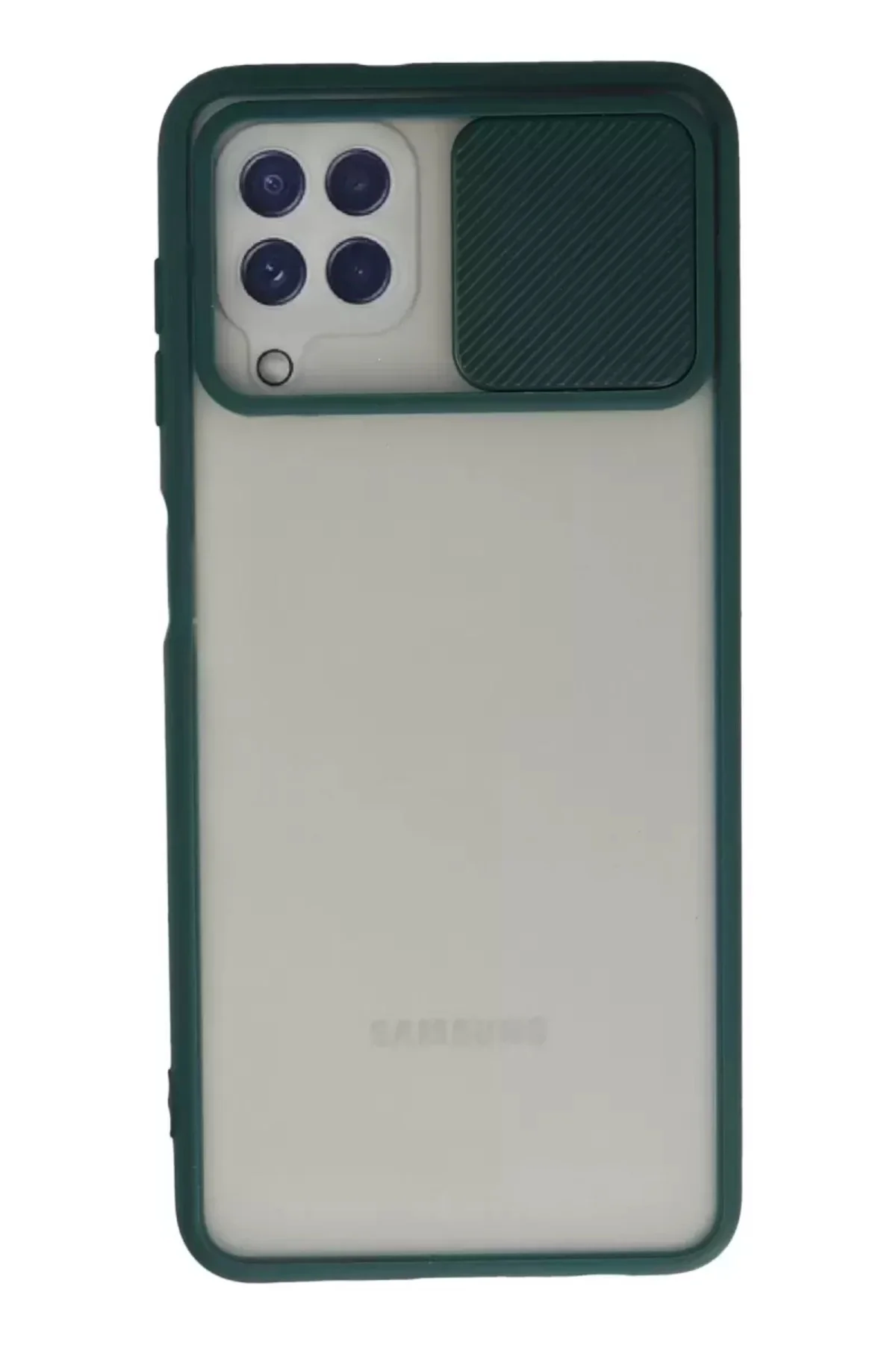 Newface Samsung Galaxy A22 Kılıf Palm Buzlu Kamera Sürgülü Silikon - Yeşil