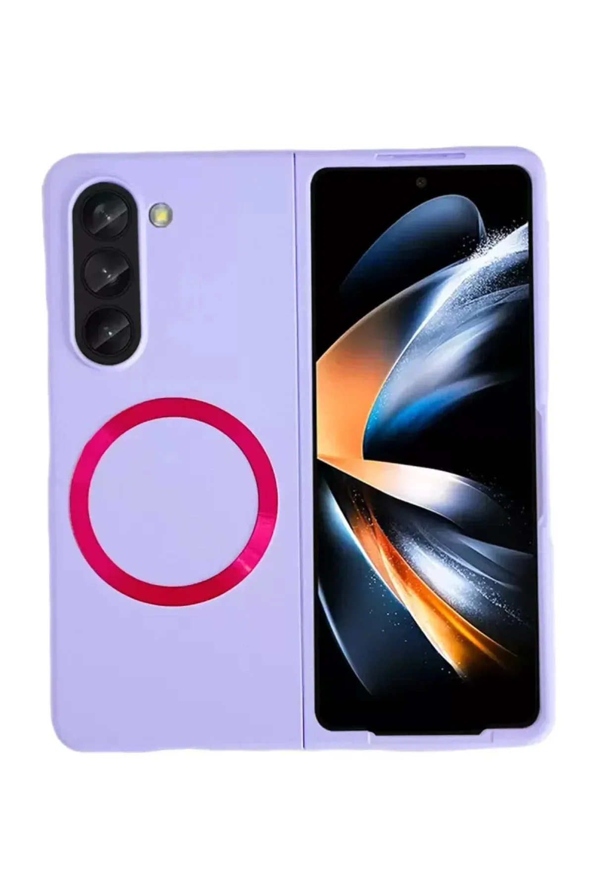 Newface Samsung Galaxy Z Fold 5 Kılıf Mata Fold Kapak - Lila