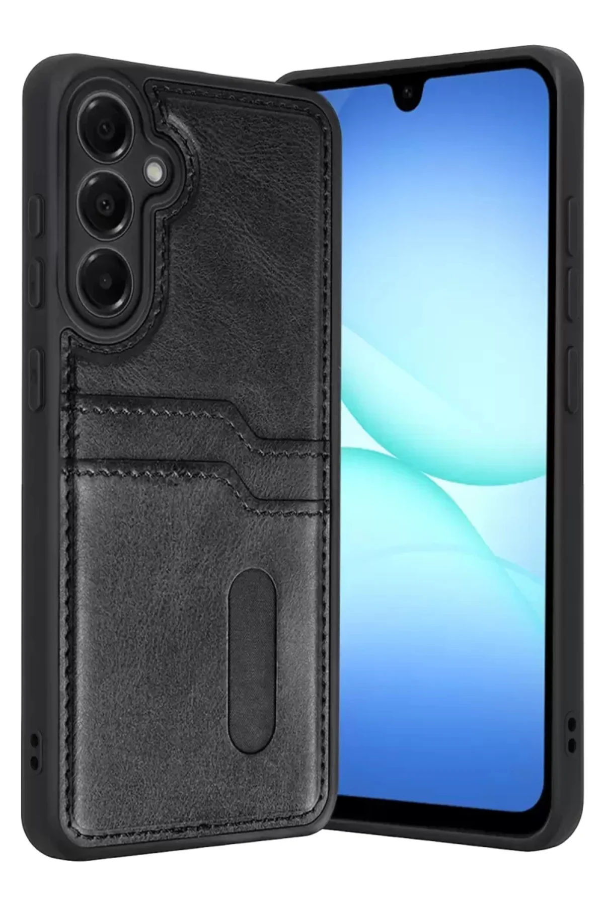 Newface Samsung Galaxy A37 5g Sara Kartvizitli Deri Kılıf - Siyah