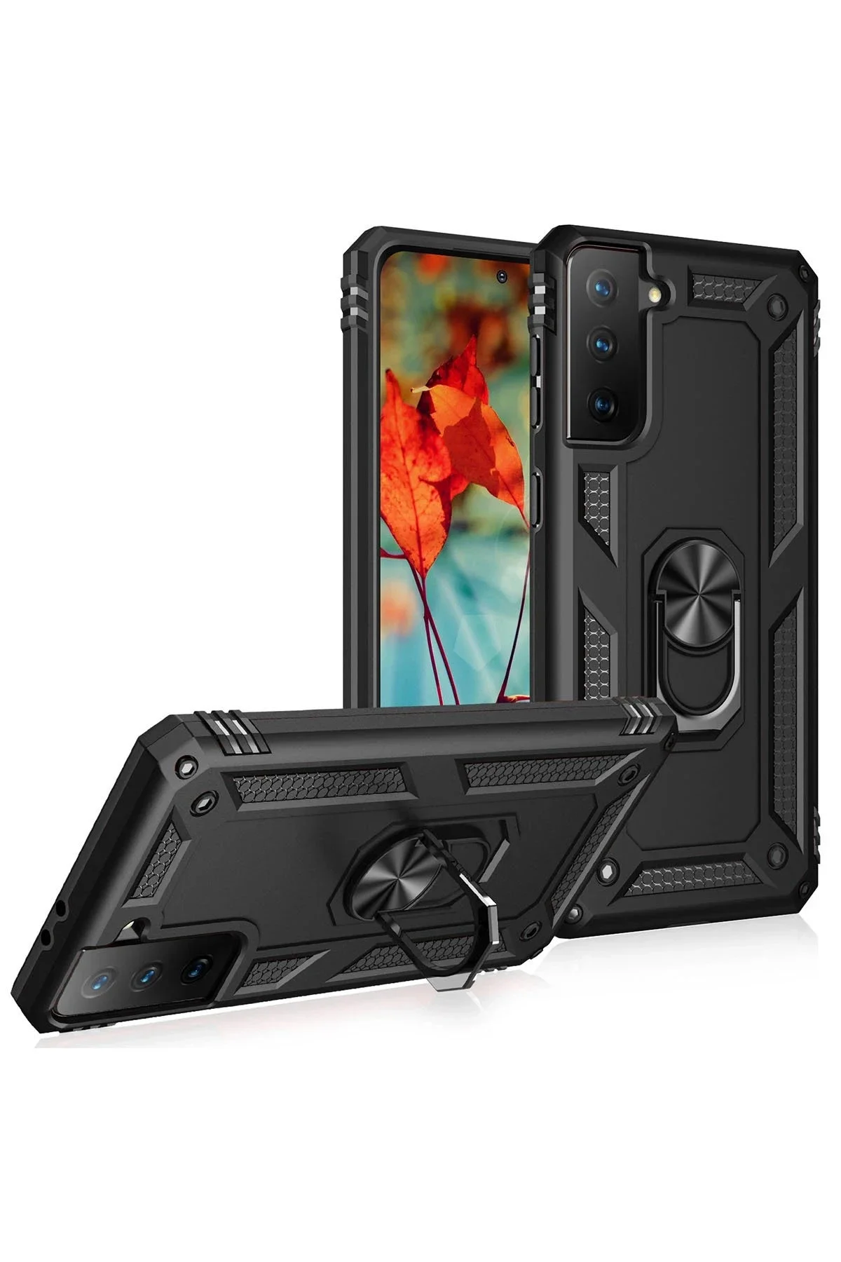 Newface Samsung Galaxy S21 Kılıf Sofya Yüzüklü Silikon Kapak - Si