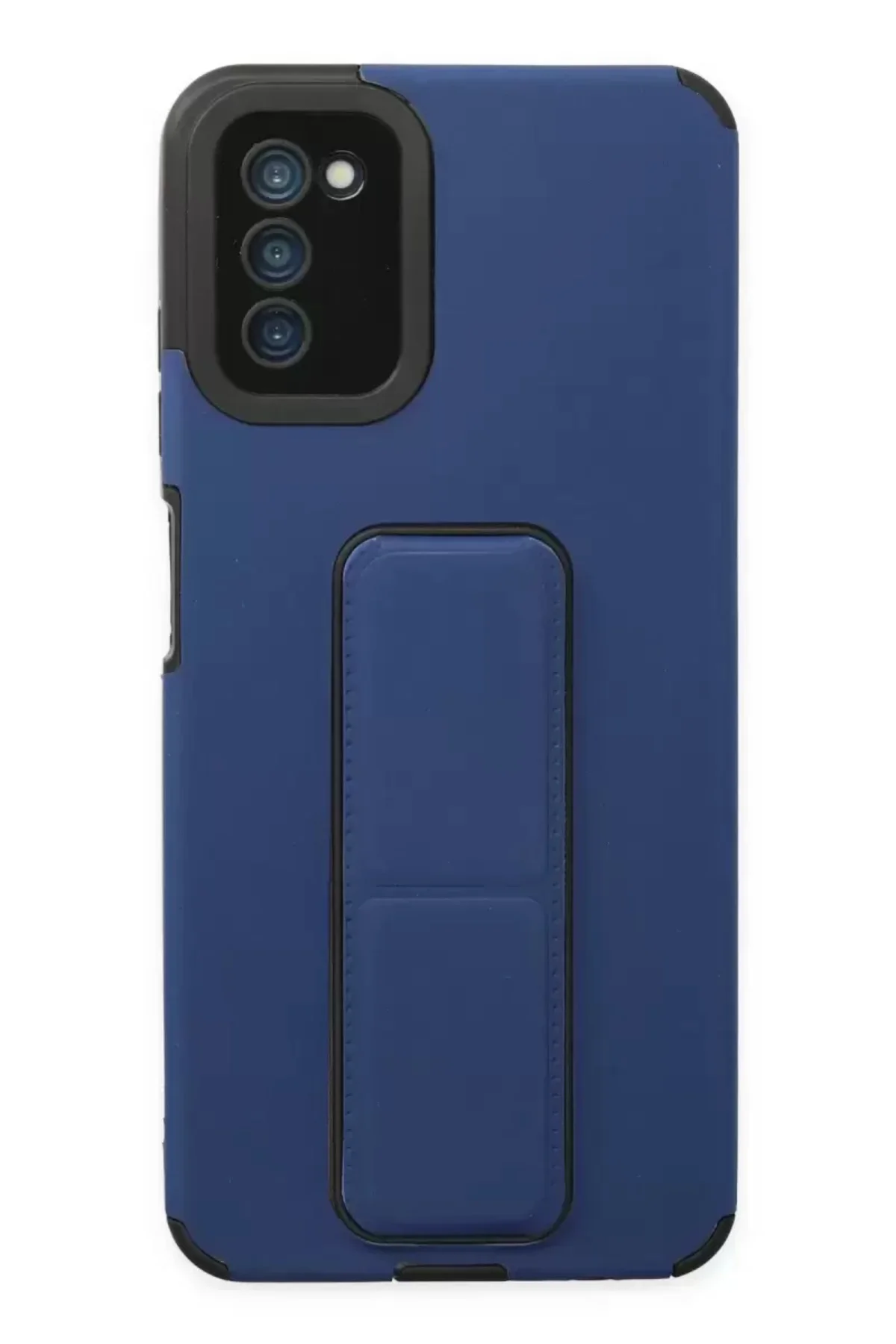 Newface Samsung Galaxy A03s Kılıf Mega Standlı Silikon - Mavi