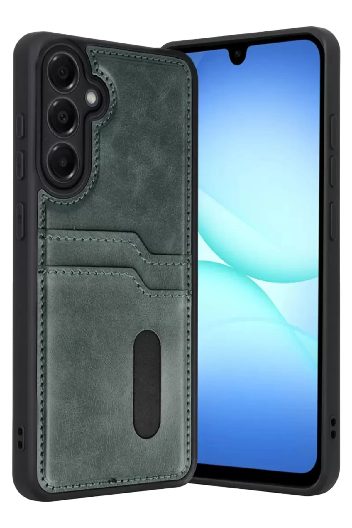 Newface Samsung Galaxy A37 5G Sara Kartvizitli Deri Kılıf - Yeşil