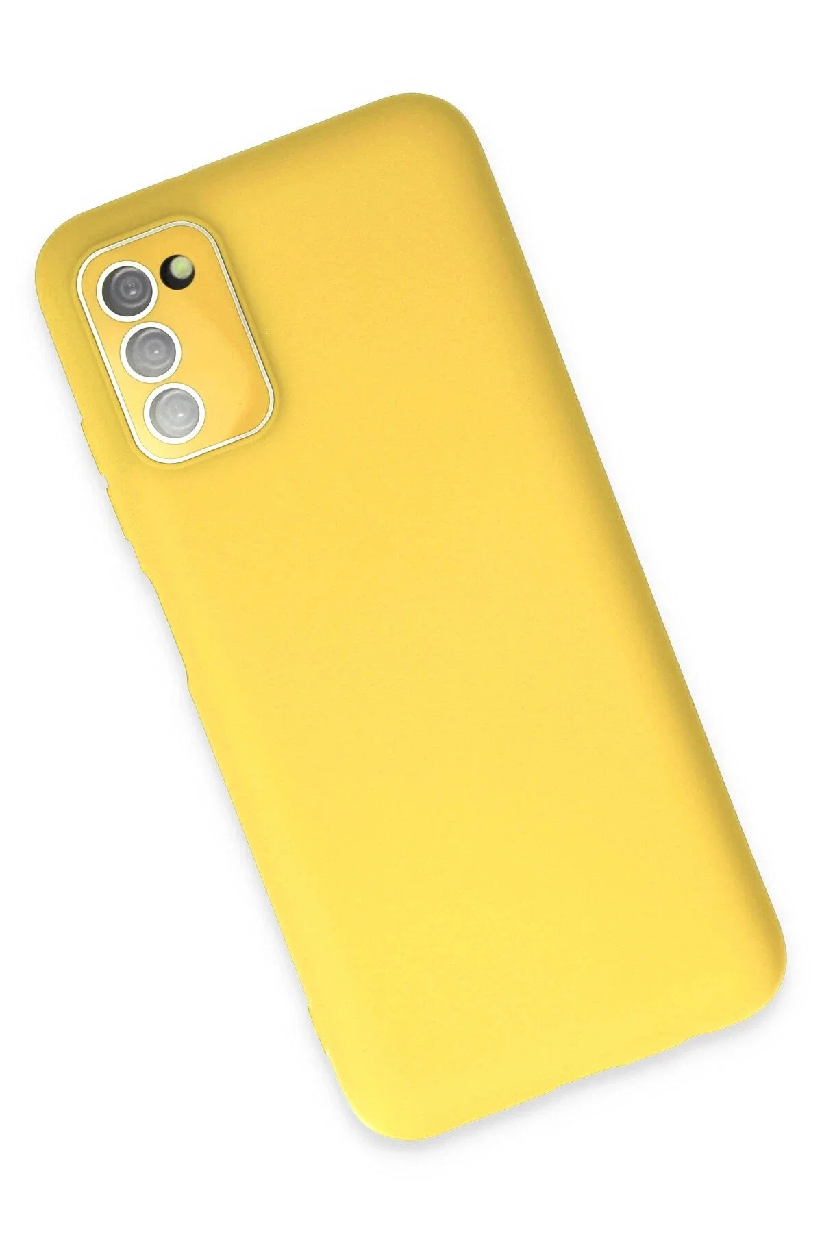 Newface Samsung Galaxy A03s Kılıf Lansman Glass Kapak - Sarı