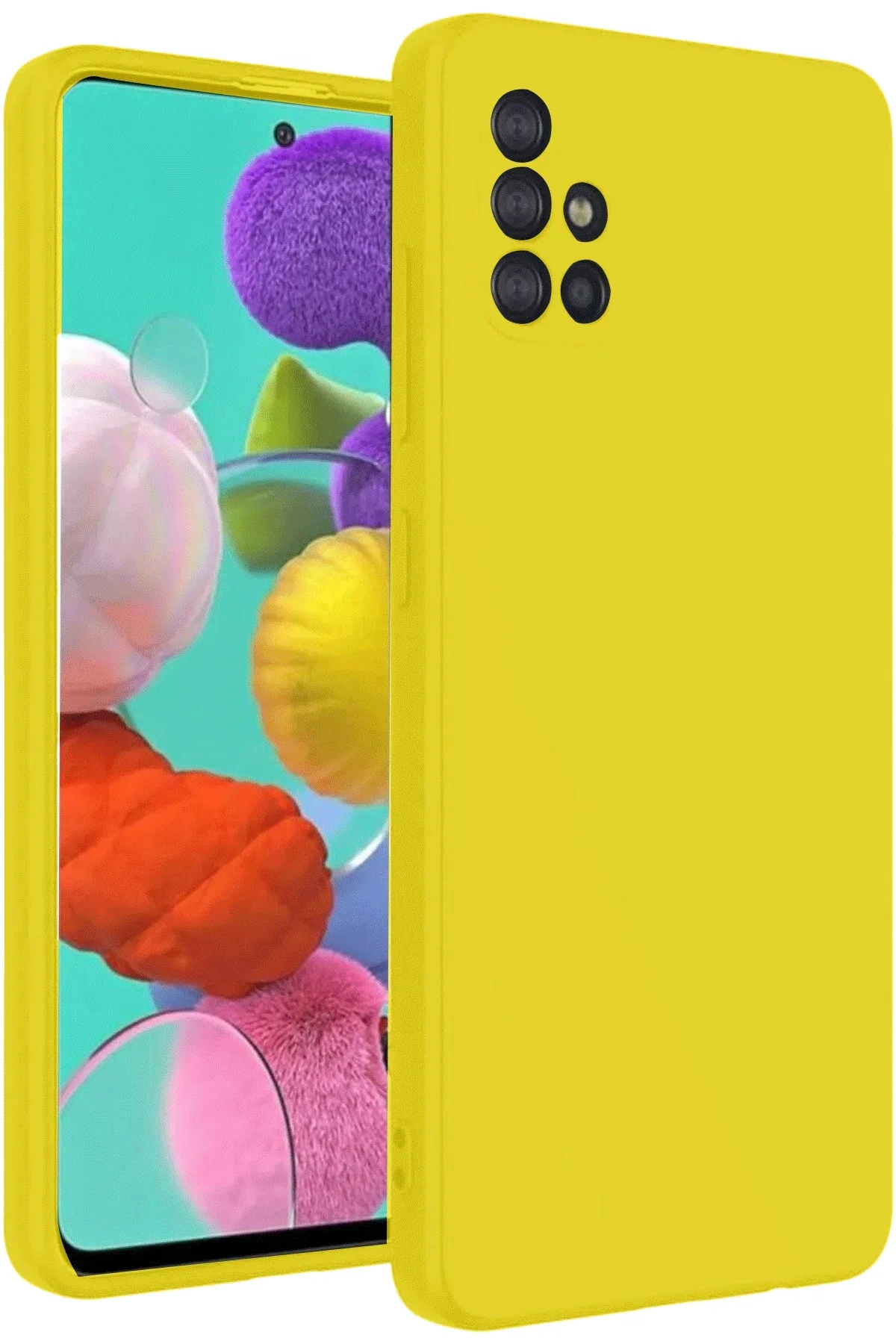 Newface Samsung Galaxy A31 Kılıf Nano İçi Kadife Silikon - Sarı