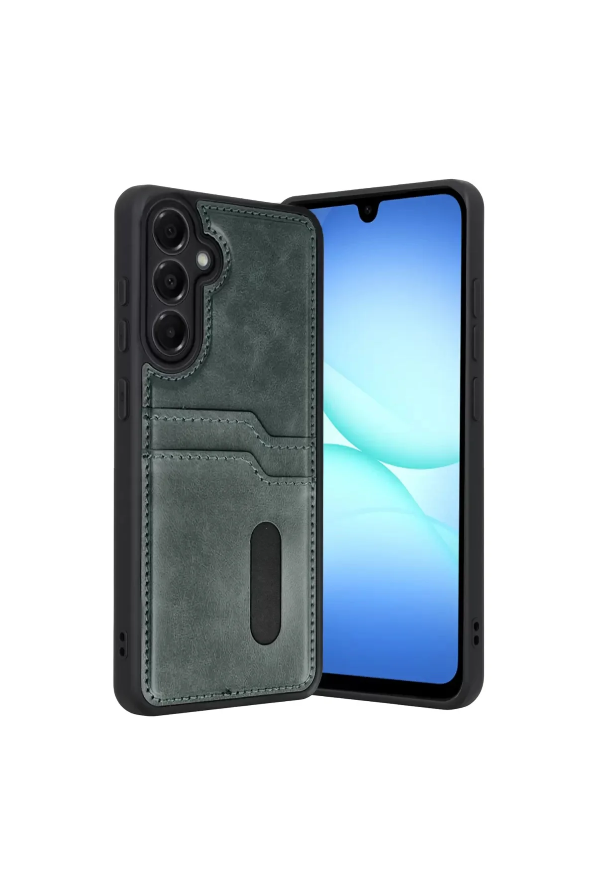 Newface Samsung Galaxy A37 5G Sara Kartvizitli Deri Kılıf - Yeşil