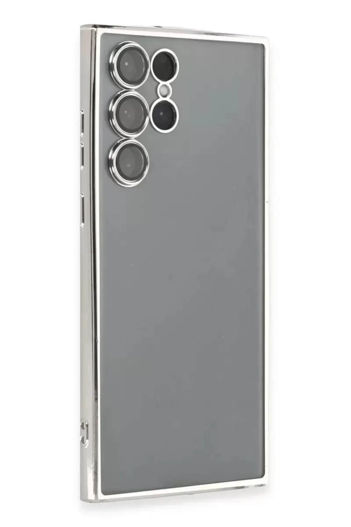Newface Samsung Galaxy S22 Ultra Kılıf Razer Lensli Silikon - Gümüş