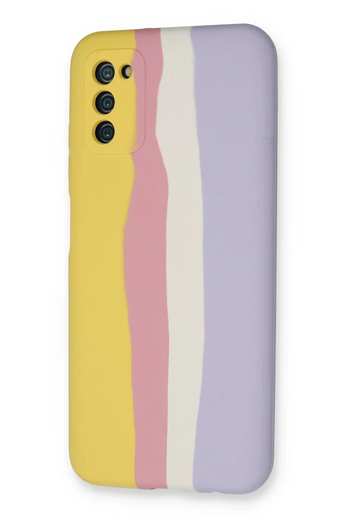 Newface Samsung Galaxy A03s Kılıf Ebruli Lansman Silikon - Sarı-m