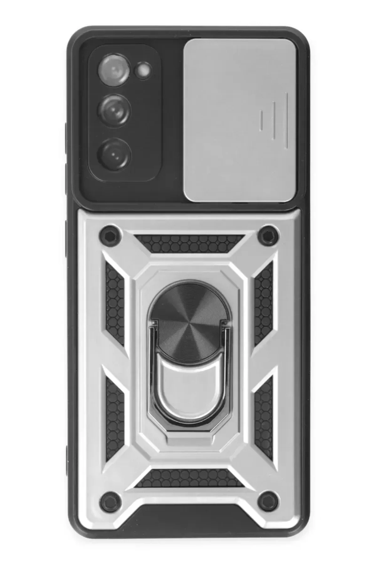 Newface Samsung Galaxy S20 Fe Kılıf Pars Lens Yüzüklü Silikon - Gümüş